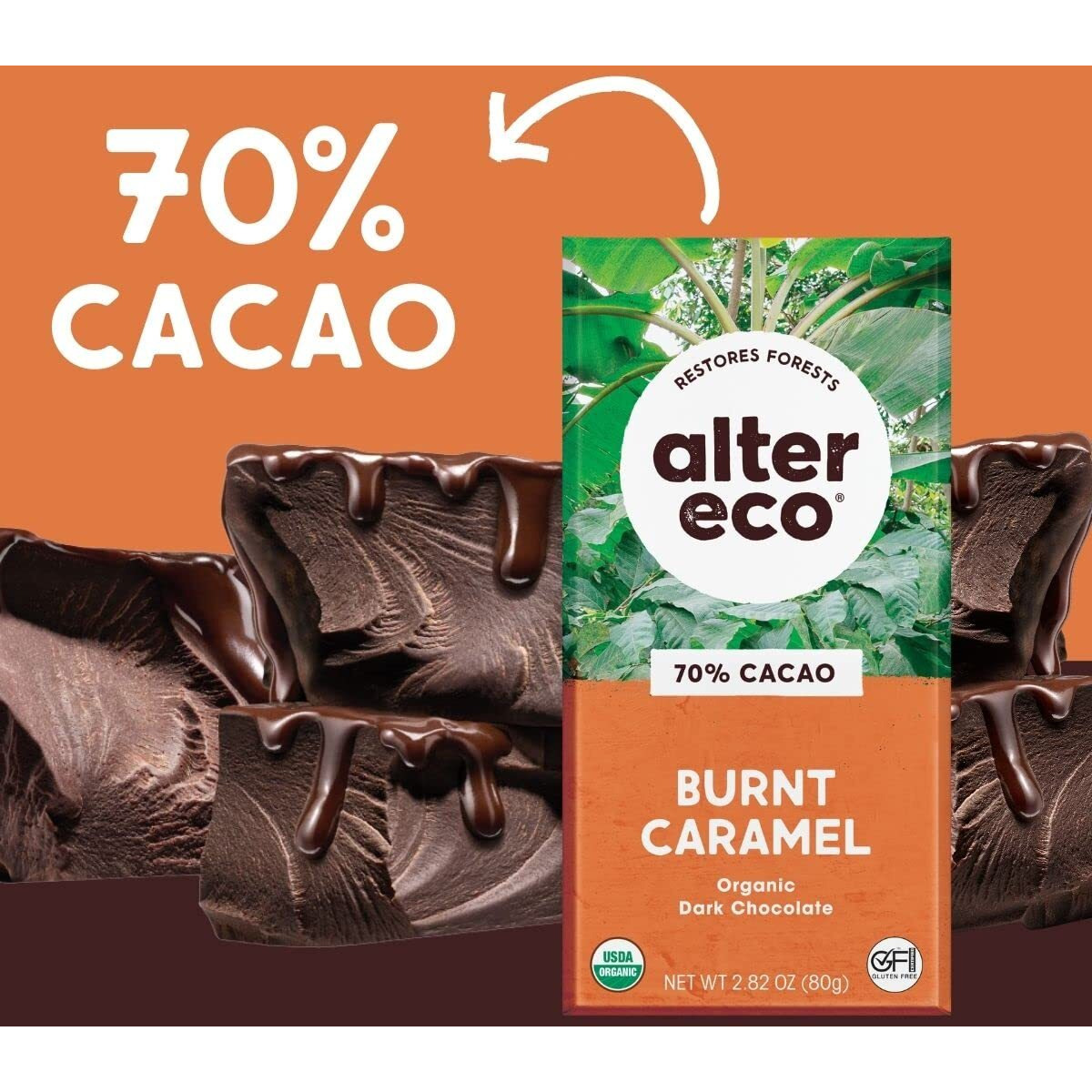Alter Eco | Dark Chocolate Bars | Pure Dark Cocoa, Fair Trade, Organic, Non-Gmo, Gluten Free (6-Pack Burnt Caramel)