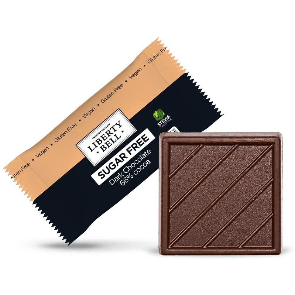 Zero Sugar Dark Chocolate Squares 66% Cocoa, Vegan, Gluten-Free, Stevia Sweetened Candy Bars, 45 Count