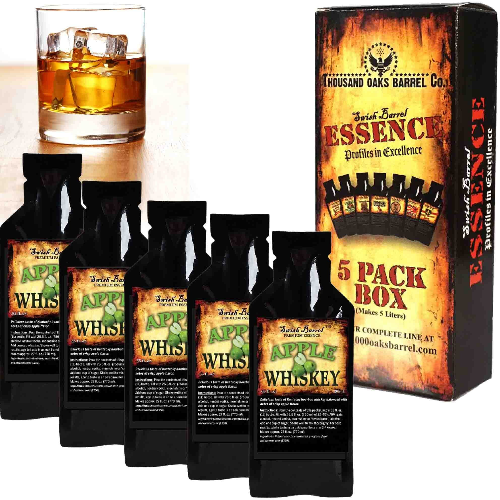 Apple Whiskey Essence | Bootleg Kit Refills | Thousand Oaks Barrel Co. | Gourmet Flavors For Whisky Sour Cocktails | Old Fashioned Mixers And Cooking | 5 X 20Ml .65Oz Packets