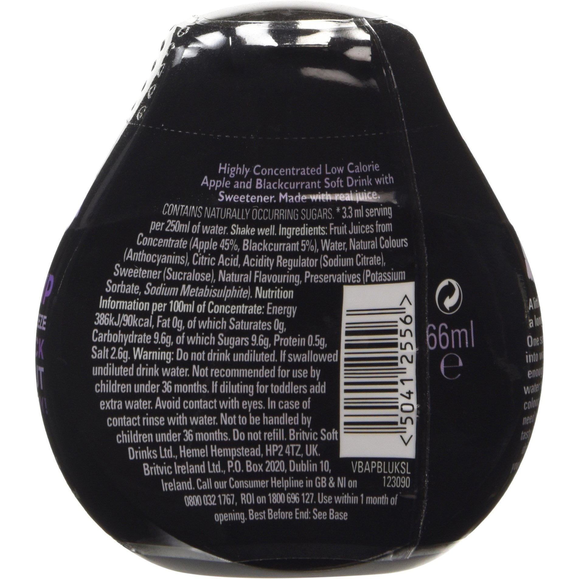 Robinsons Squash'D Apple & Blackcurrant No Added Sugar, 2.2 Fl Oz (66 Ml)
