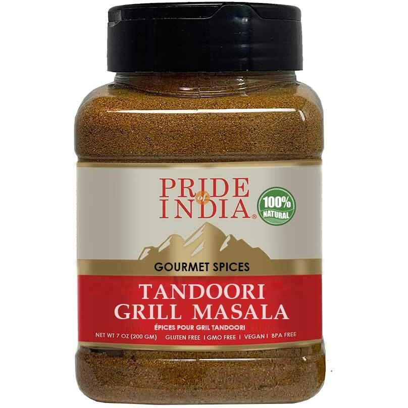 Pride Of India - Tandoori Grill Masala - Blend Of Exotic & Gourmet Spices - Ideal For Vegetable, Meat & Chicken Cooking - Gmo Free - Easy To Use - 7 Oz. Medium Dual Sifter Bottle