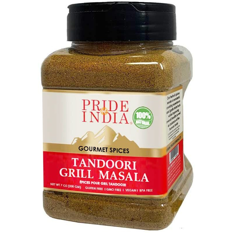 Pride Of India - Tandoori Grill Masala - Blend Of Exotic & Gourmet Spices - Ideal For Vegetable, Meat & Chicken Cooking - Gmo Free - Easy To Use - 7 Oz. Medium Dual Sifter Bottle