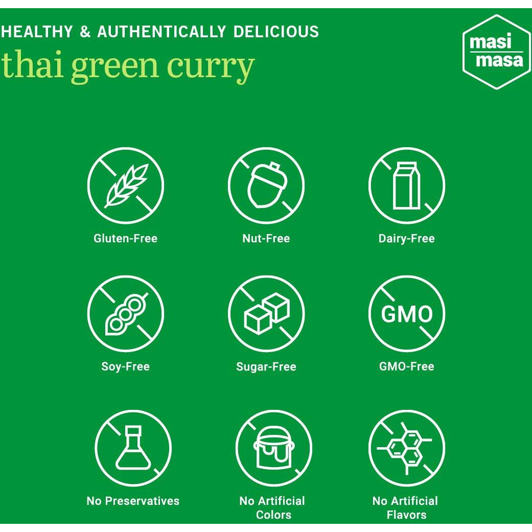 Masi Masa Thai Green Curry Spice Blend(3 Pack), Curry Seasoning For Simmer Sauce, Marinade Or Rub, 12 Spice Blend Mix, No Gluten, Soy, Dairy Or Gmos, Great For Chicken, Vegetables, Seafood & More