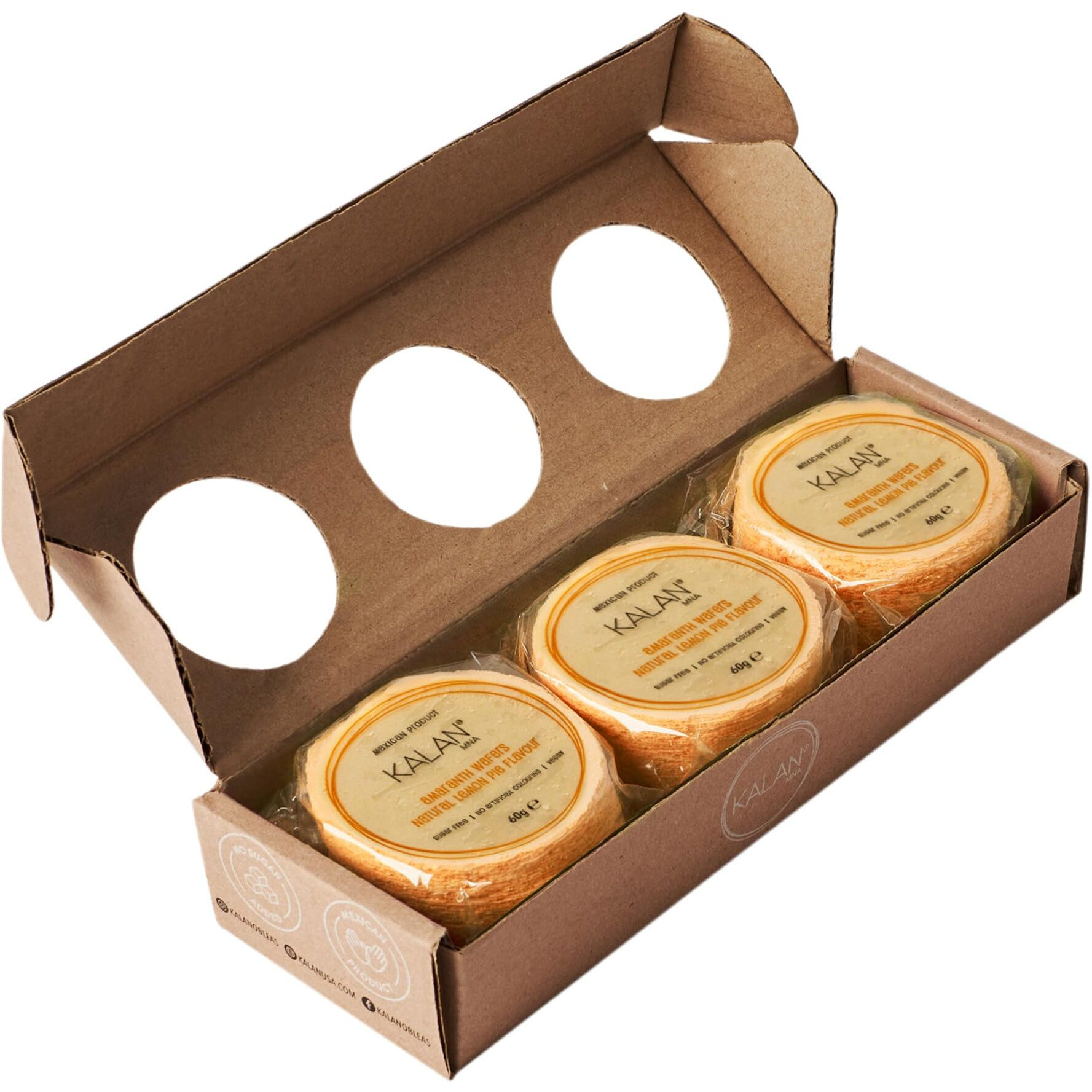 Kalan Lemon Pie Amaranth Flour Wafer Thins, Vegan And Sugar-Free, Pack Of 3