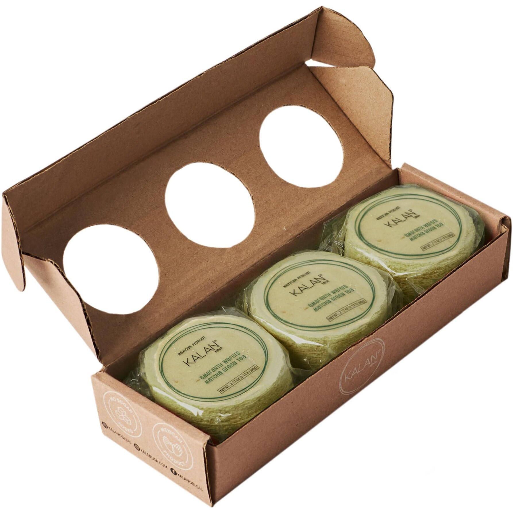 Kalan Matcha Amaranth Flour Wafer Thins, Vegan And Sugar-Free, Pack Of 3