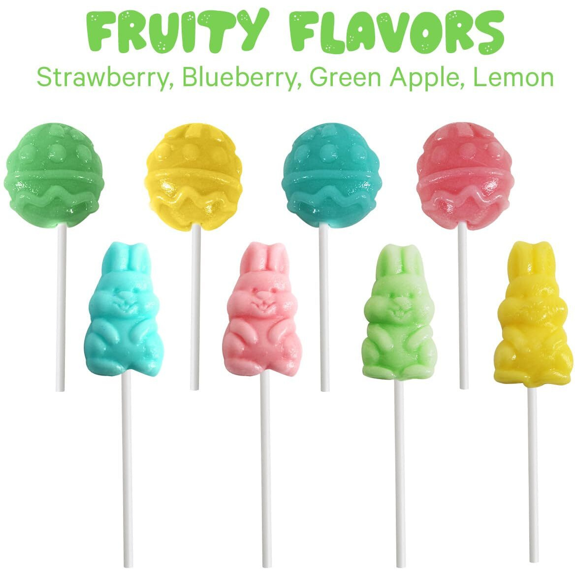 Easter Lollipop Eggs And Bunnies Candy Assortment For Kids, School And Party Favor Bag Fillers - Bulk Easter Candy Individually Wrapped Easter Egg & Bunny Suckers For Easter Basket Stuffers, 32 Count