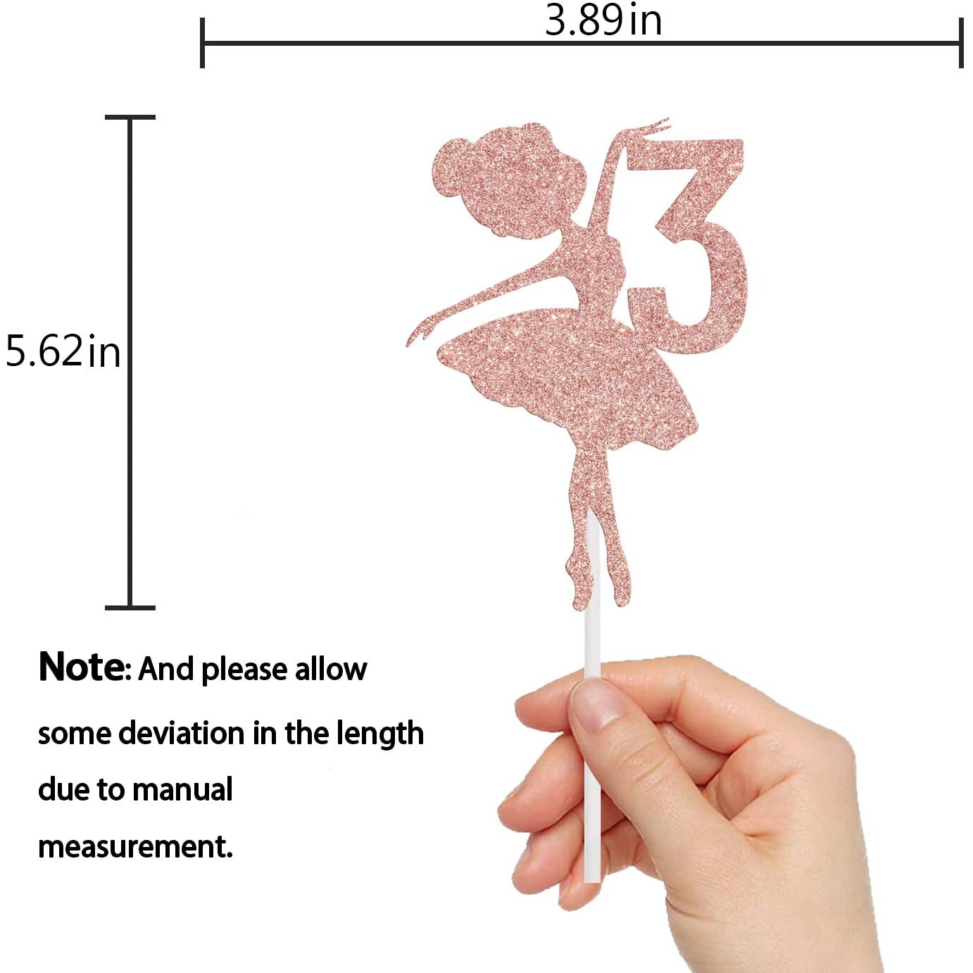 Rose Gold Glitter Ballerina 3Rd Birthday Cake Topper, Ballerina One Cake Topper, 3Rd Birthday Cake Topper, Ballerina Birthday Cake Decorations, Princess Cake Topper, Dancing Girl Birthday Decorations