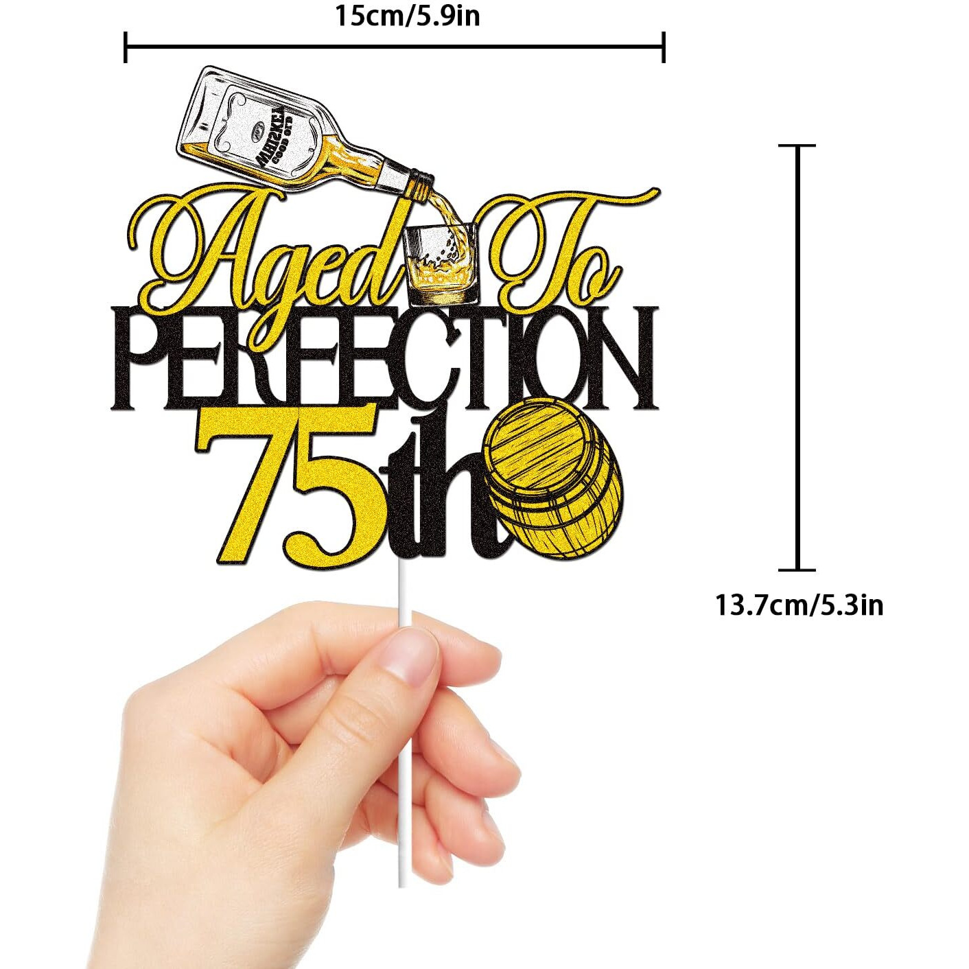 Aged To Perfection Happy 75Th Birthday Cake Toppers Whiskey Seventy Five 75 Years Old Cake Decor Happy 75Th Birthday Vintage 1958 Themed Party Supplies