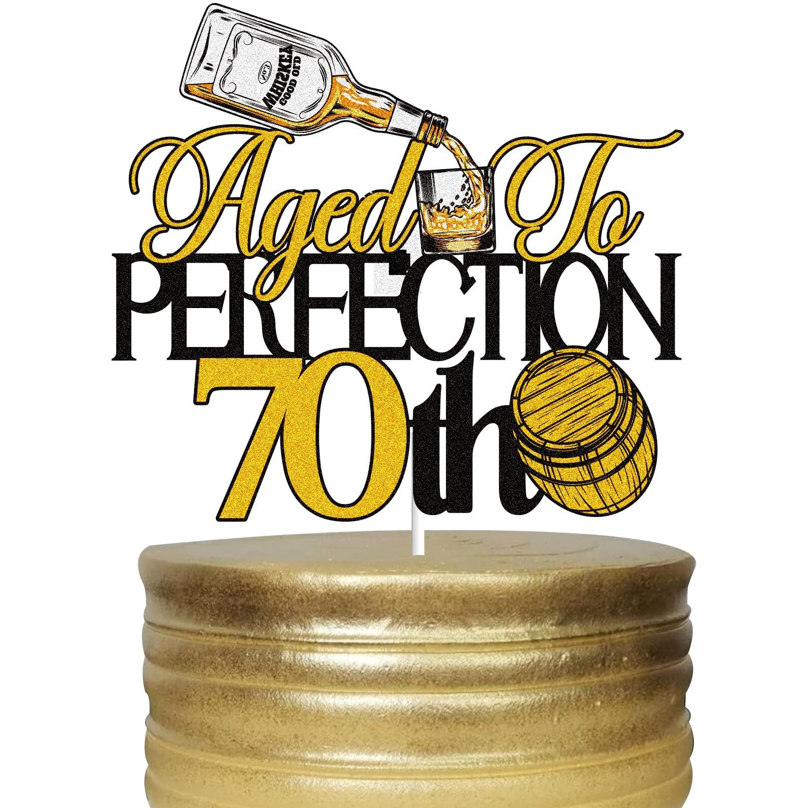 Aged To Perfection 70Th Birthday Cake Toppers Whiskey Seventy 70 Years Old Cake Decor Happy 70Th Birthday Vintage 1963 Themed Party Supplies