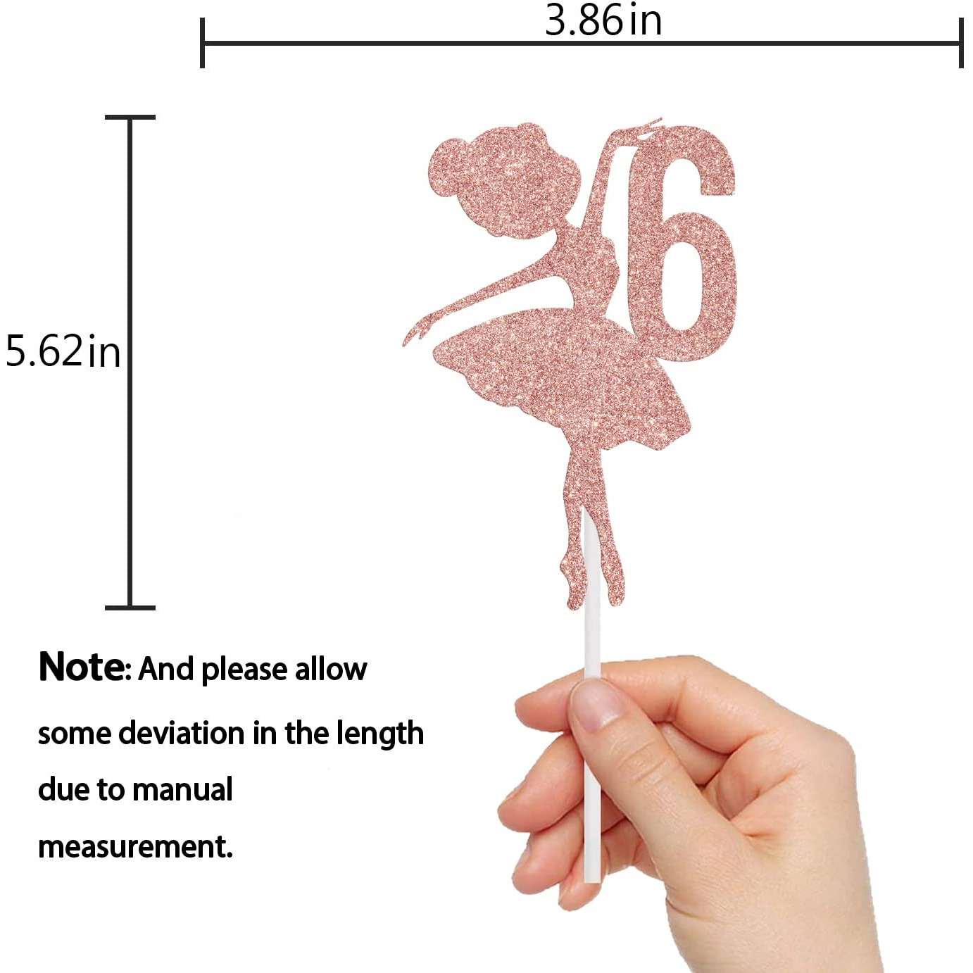 Ballerina 6Th Birthday Cake Topper, Ballerina One Cake Topper, 6Th Birthday Cake Topper, Ballerina Birthday Cake Decorations, Princess Cake Topper, Dancing Girl Birthday Decorations Rose Gold Glitter
