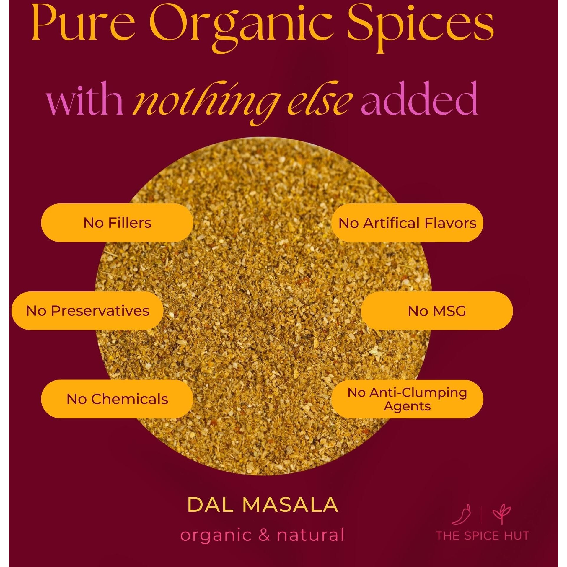 The Spice Hut Organic Dal Masala Seasoning, Quick & Easy Spice Blend For Indian Cooking, 2 Oz