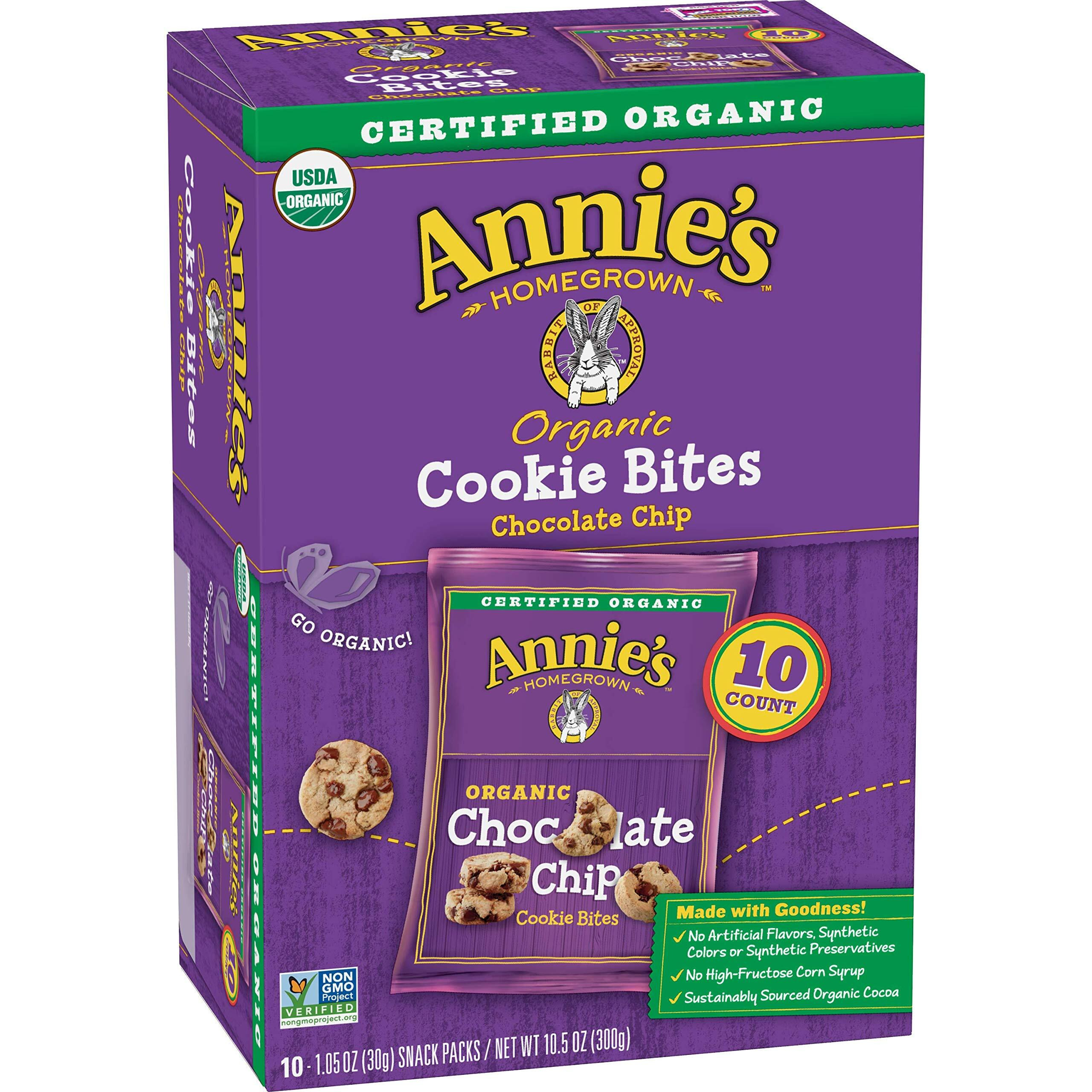 Annie's Organic Chocolate Chip Cookie Bites 10 Ct, 10.5 Oz (Pack Of 6)
