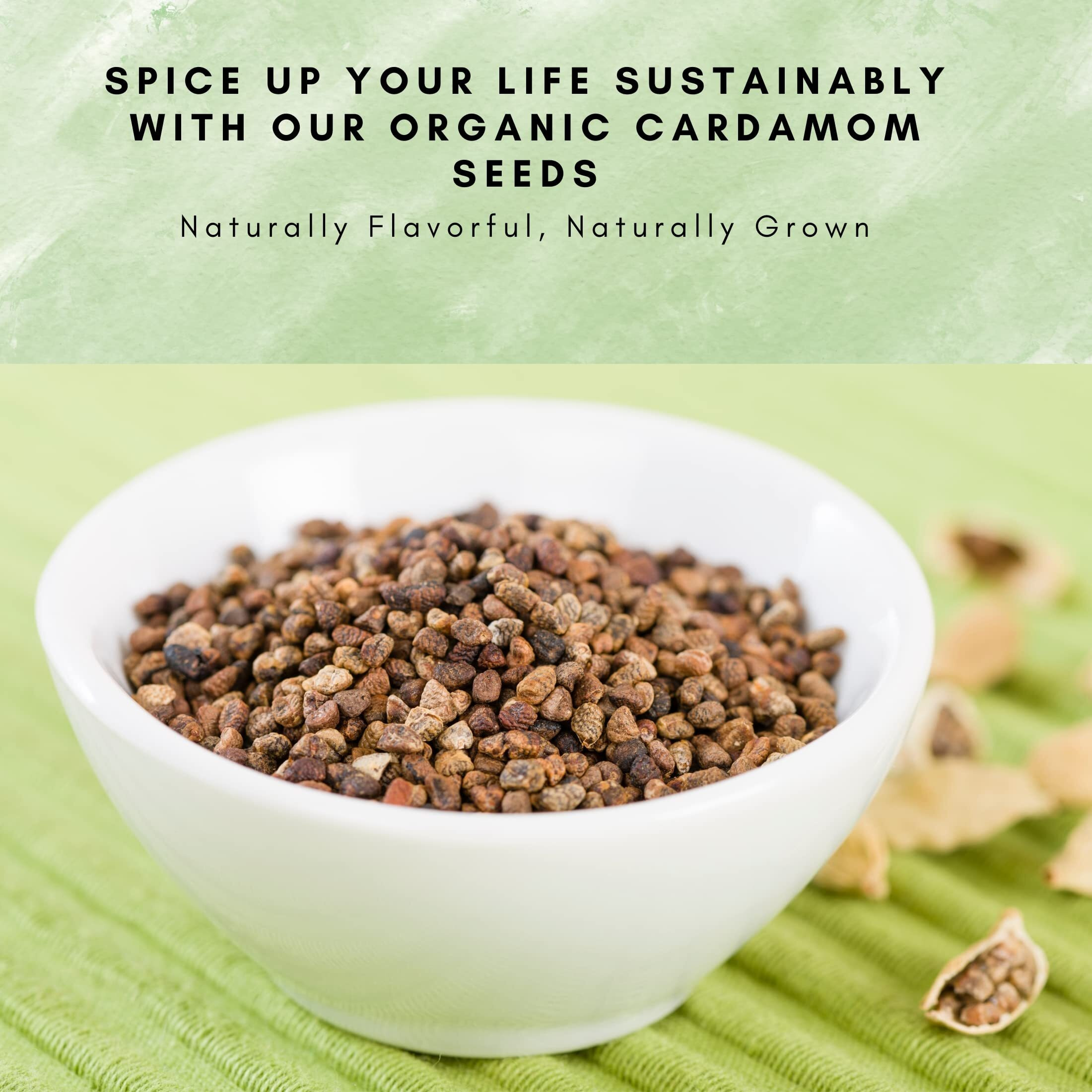 Spicy Organic Premium Decorticated Organic Cardamom Seeds - 100% Usda Organic - Perfect For Enhancing The Taste Of A Variety Of Dishes Such As Baked Goods, Beverages, Curry Blends, And Meat Dishes- 4 Oz.