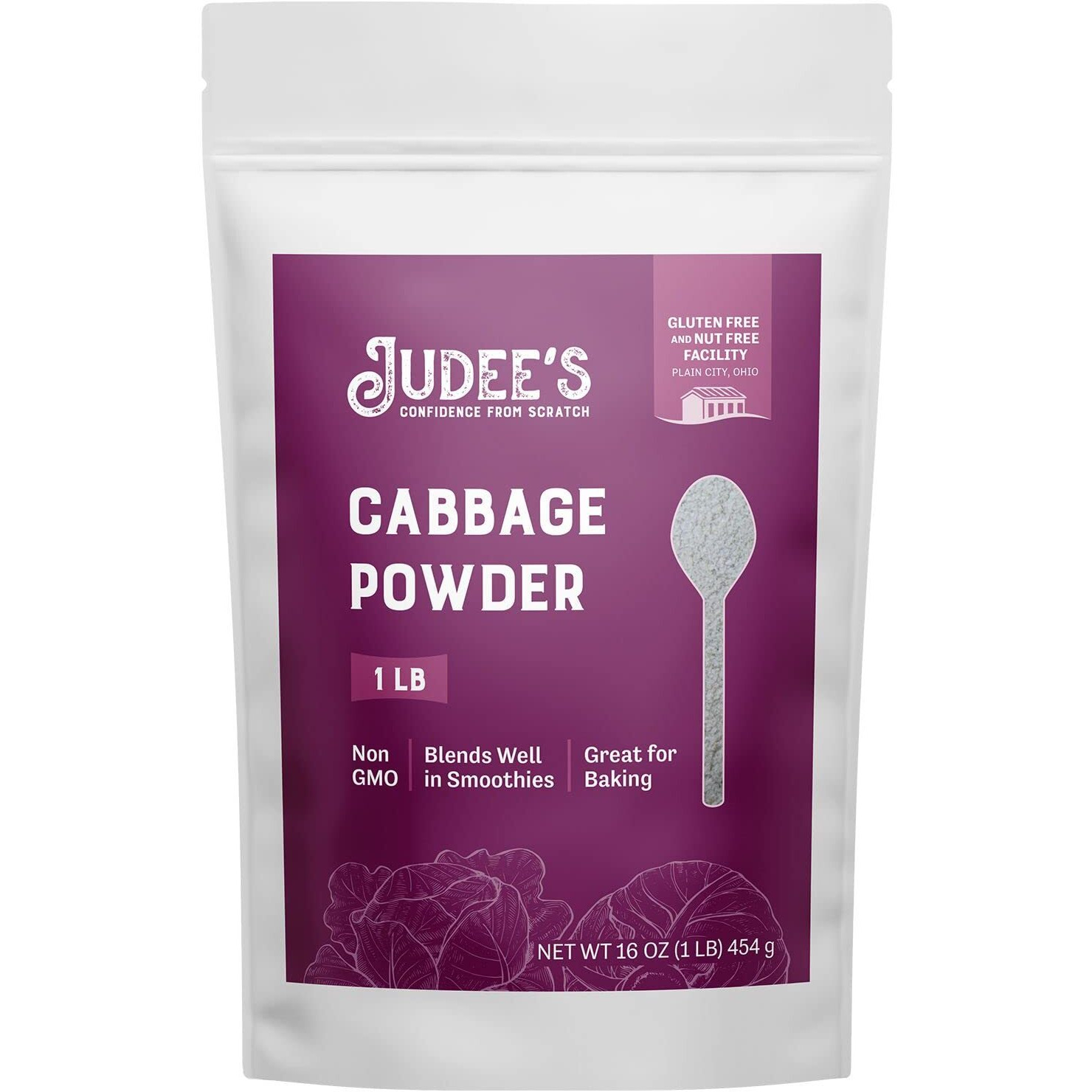 Judees Cabbage Powder 1 Lb - 100% Non-Gmo, Gluten-Free, And Nut-Free - Rich In Nutrients - Great For Baking And Seasoning - Blends Well In Smoothies And Shakes