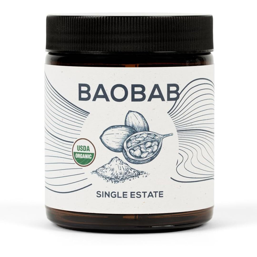 One Farm By Waayb Organic Baobab Powder Non-Gmo, Fair-Trade, Vegan, Gluten Free, Single Origin, 100% South African Baobab, Premium Quality In Resealable Jar