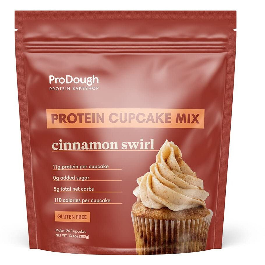 Prodough High Protein- Gluten Free Cupcake Mix, Low Carb, 13G Of Protein Per Cupcake, No Added Sugars, Keto Friendly, Makes 12, Healthy Dessert (Cinnamon Swirl)