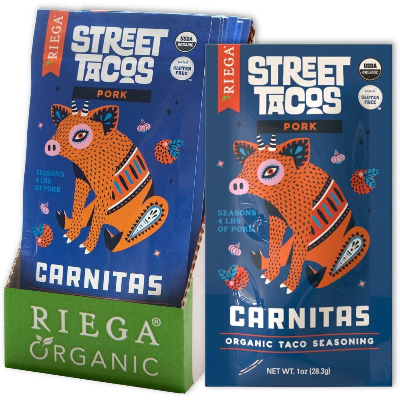 Riega Organic Carnitas Street Taco Seasoning, Perfect Mix For Authentic Slow Cooker Shredded Pork Carnitas 1 Ounce (Pack Of 8)