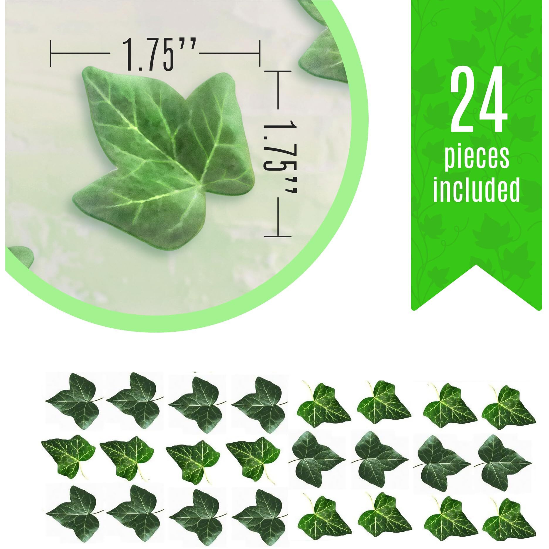 Edible Ivy Leaves - Set Of 24 - Cake And Cupcake Toppers, Decoration