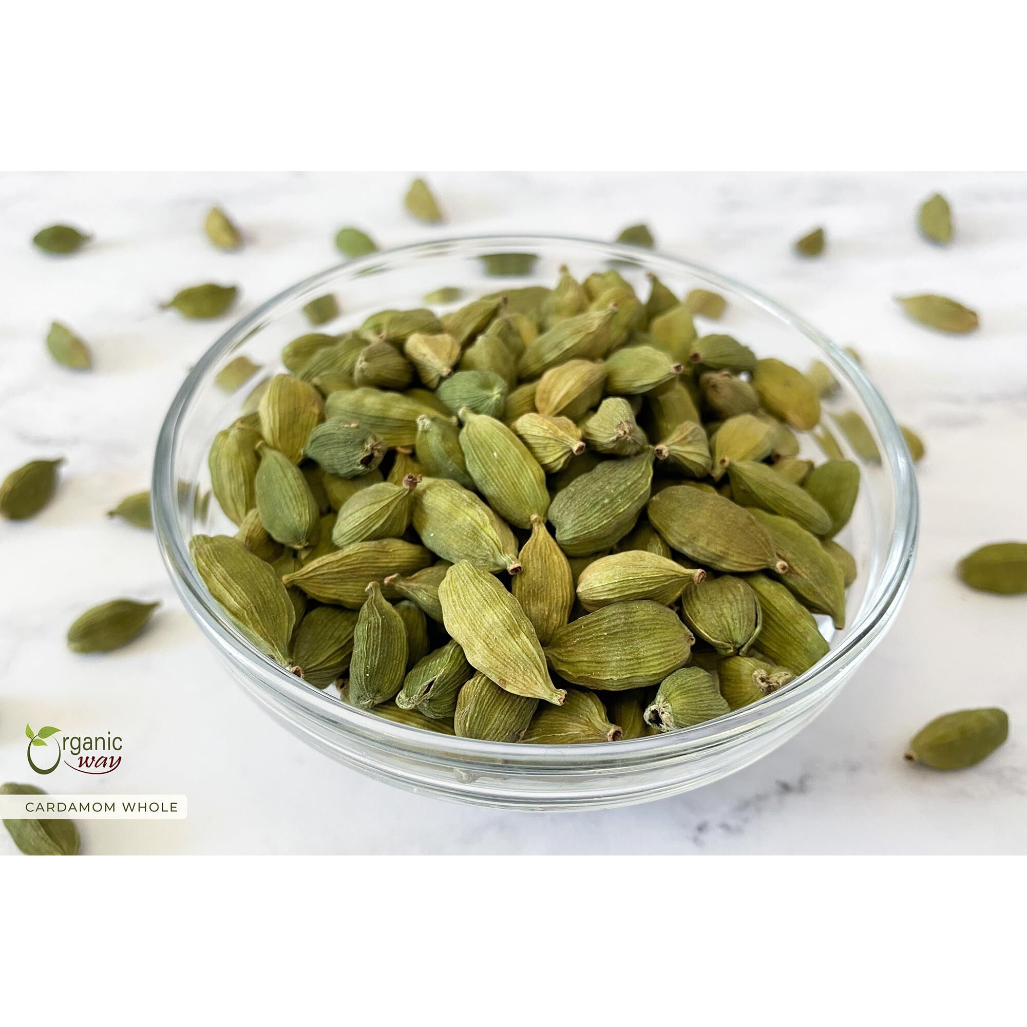 Organic Way Green Cardamom Whole Pods, Hari Elaichi (Elettaria Cardamomum) - Kosher & Usda Certified | Vegan, Non-Gmo & Gluten Free | Resealable Bag | Adds Flavour | 100% Raw From India (1/4Lbs / 4Oz)