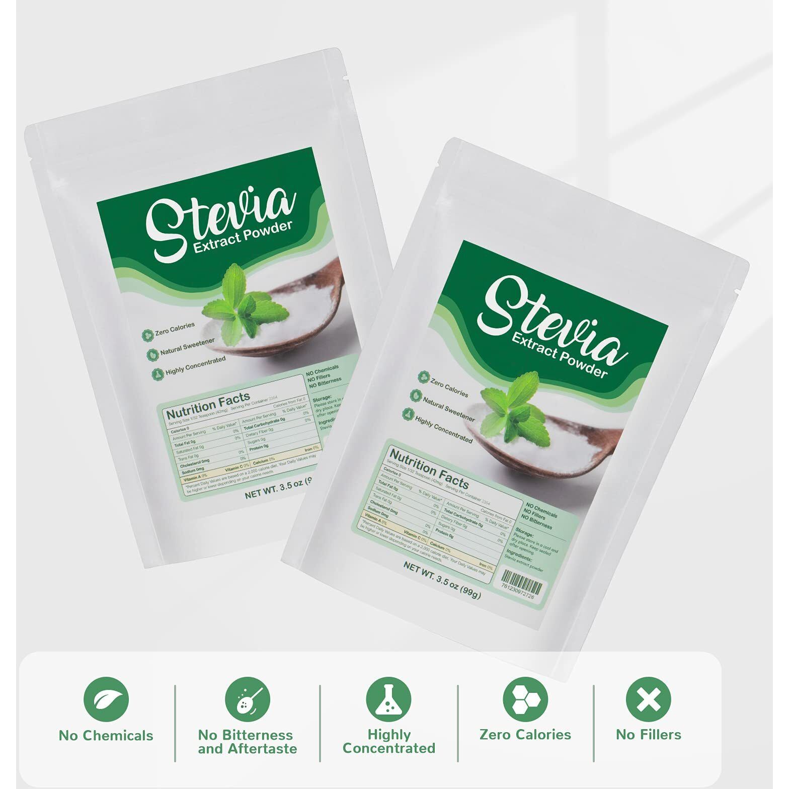 Ccnutri Stevia Pure Stevia Powder 3.5Oz(99G), Stevia Sweetener Premium Sugar Substitute-No Fillers, No Bitterness, Zero Calorie, Highly Concentrated