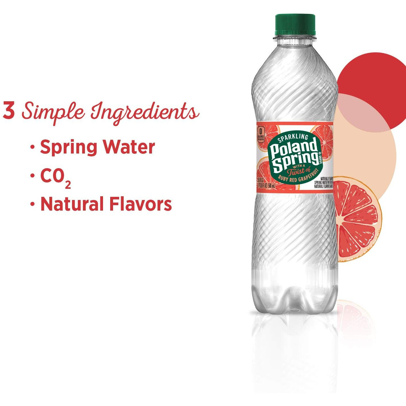 Poland Spring Sparkling Water, Red Ruby Grapefruit, 16.9 Fl Oz, Pack Of 8