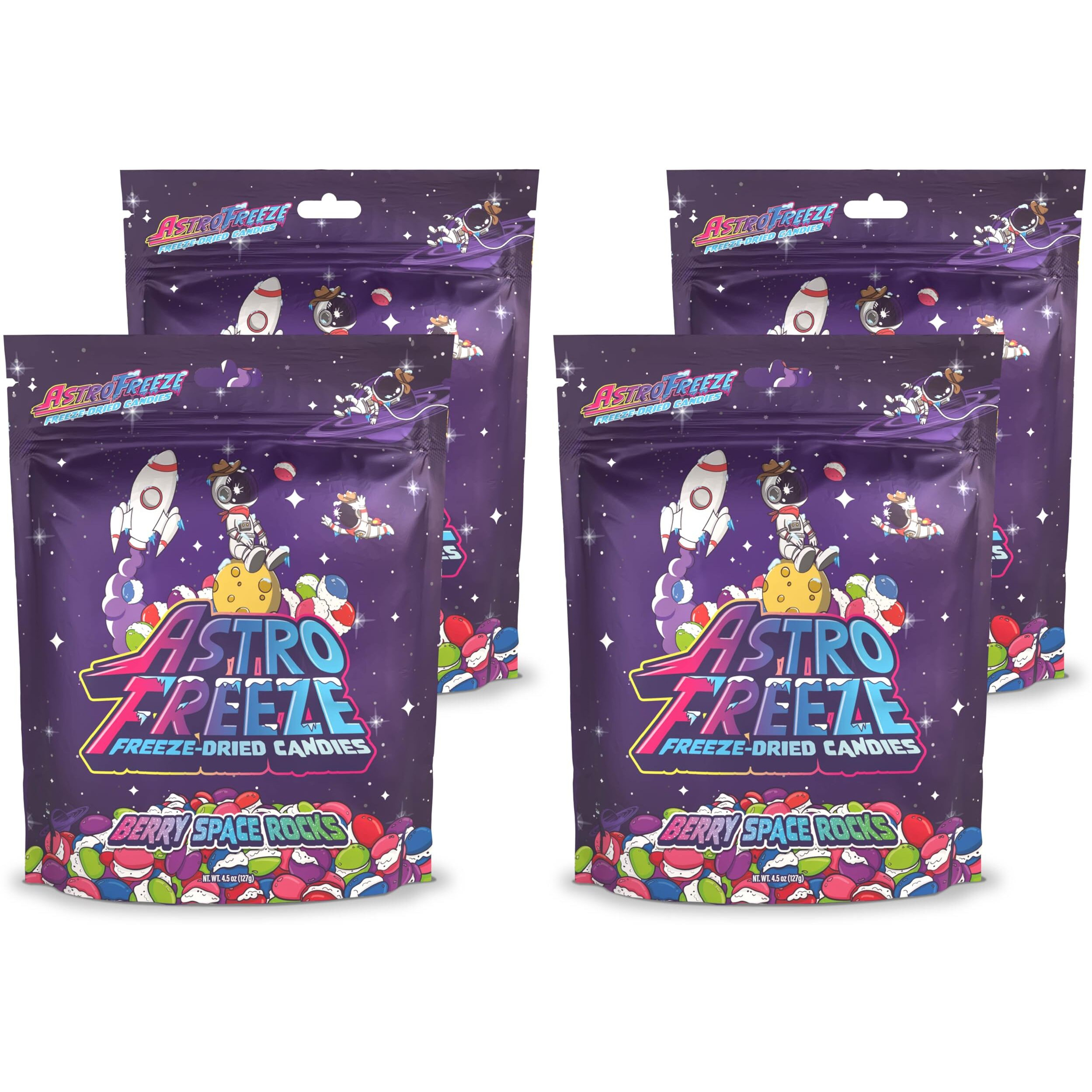 Premium Freeze Dried Berry Skittles - [4-Pack] 18Oz 1.13Lb - Berry Space Rocks Freeze Dried Candy - Flavors  Melon Berry, Wild Cherry, Berry Punch, Raspberry, & Strawberry