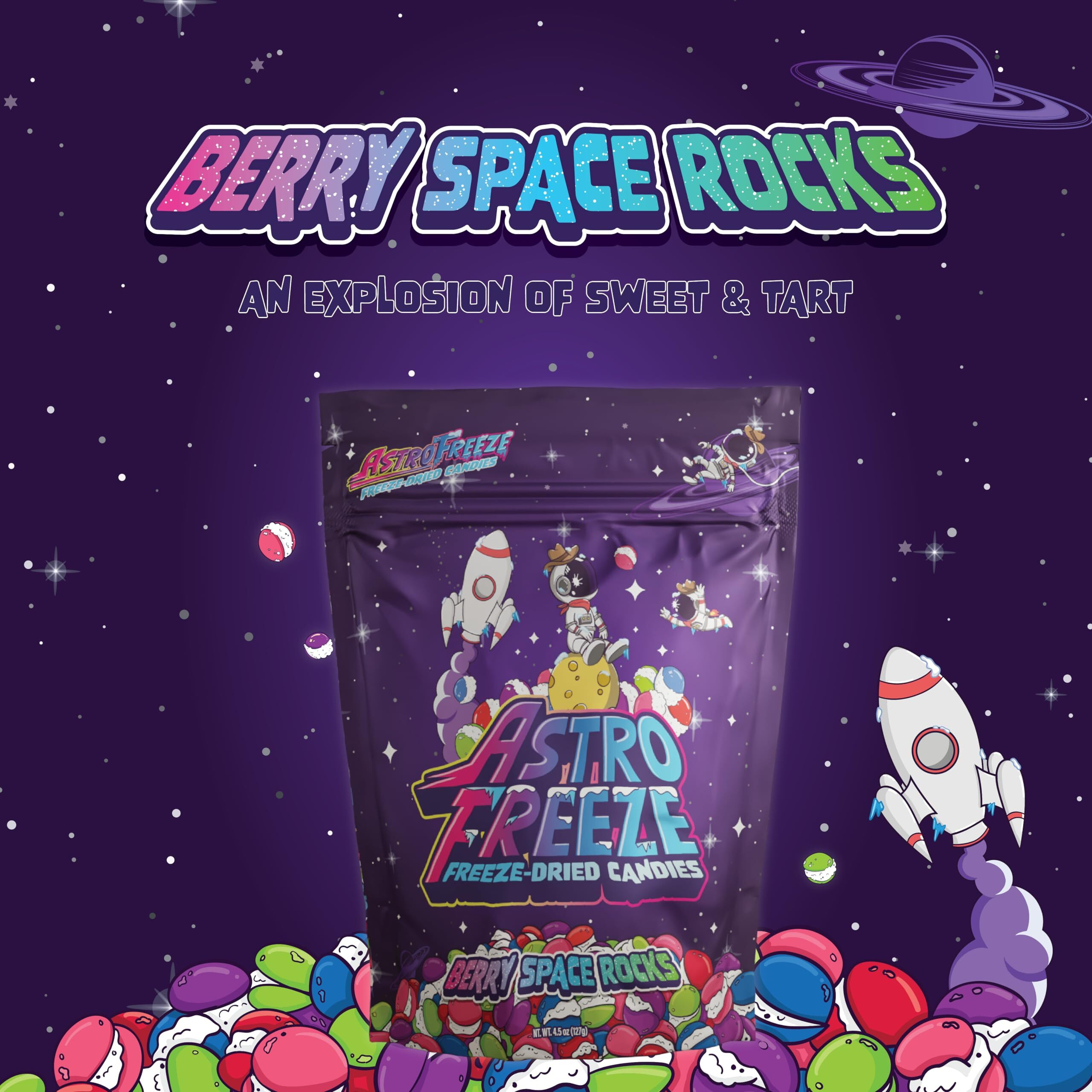 Premium Freeze Dried Berry Skittles - [4-Pack] 18Oz 1.13Lb - Berry Space Rocks Freeze Dried Candy - Flavors  Melon Berry, Wild Cherry, Berry Punch, Raspberry, & Strawberry