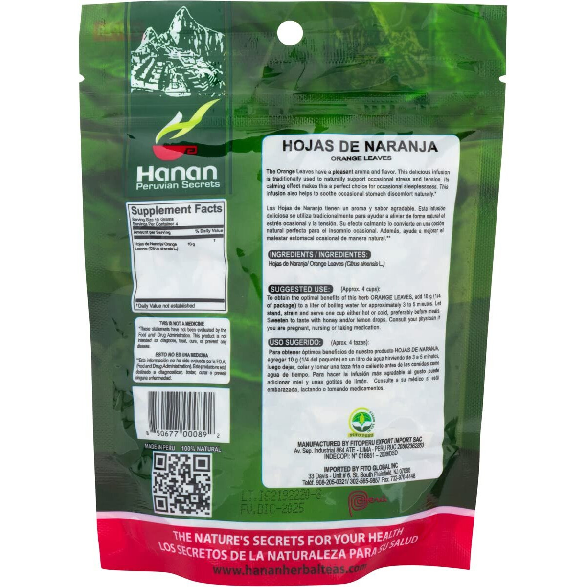 Hanan Orange Leaves (Hoja De Naranja) 1.4 Oz (40 G) - Natural, Dried Orange Plant Leaf For Herbal Tea Supplement