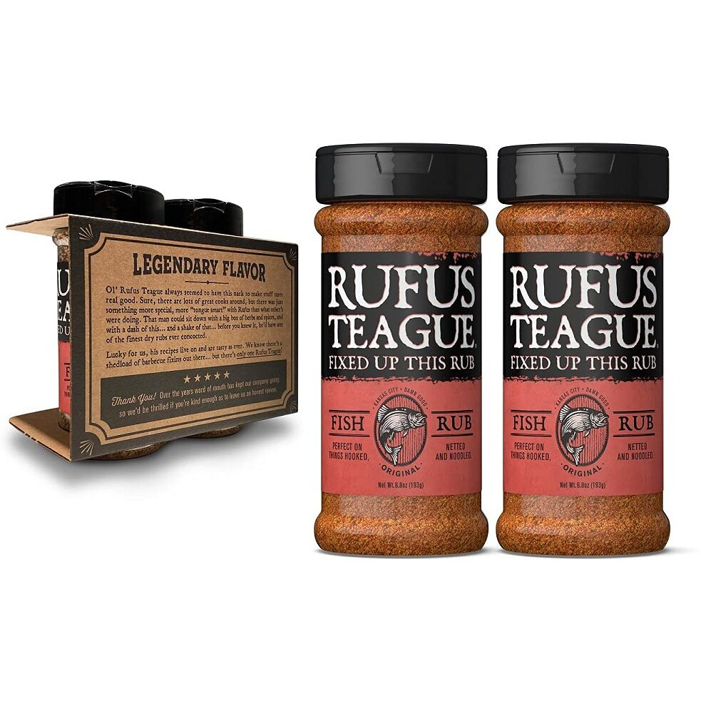 Rufus Teague - Fish Rub - Premium Bbq Rub - 6.8Oz Bottles - 2 Pack