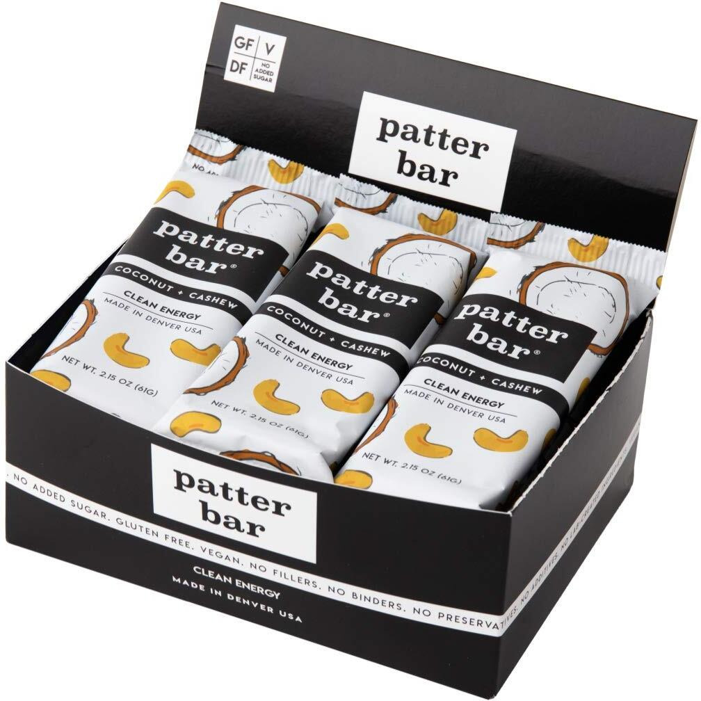 Patter Bar (Organic Coconut Cashew, 12-Pack Organic, Whole 30, Paleo, Vegan, No Added Sugar, Gluten Free, Dairy Free, Plant Based Energy Bar)
