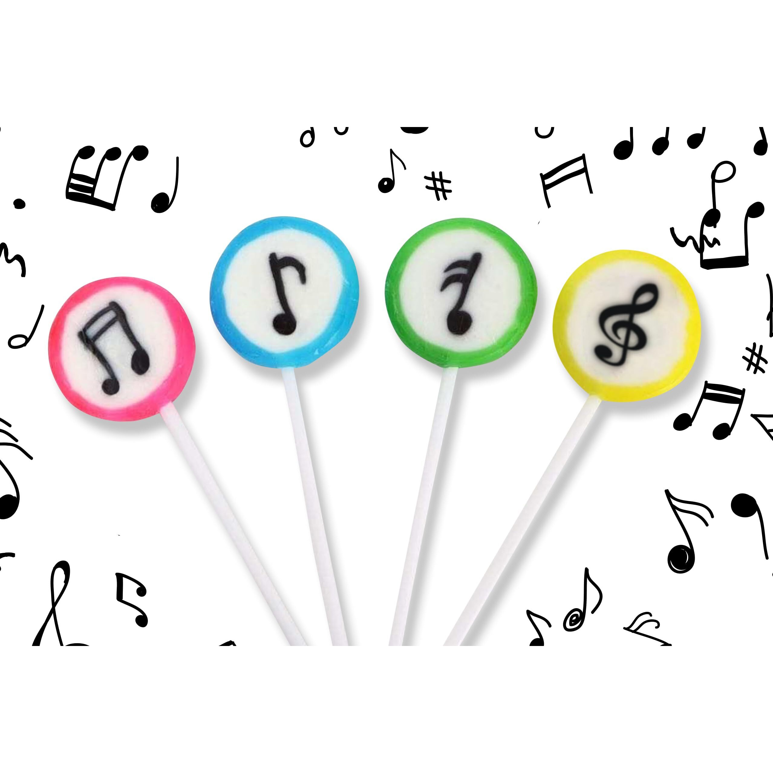 Music Candy Lollipops - 24 Suckers Bulk Individually Wrapped - Music Themed Gifts - Tik Tok Candy - Music Party Favors - Classroom Student Candy Bags - Birthday Candy For Kids