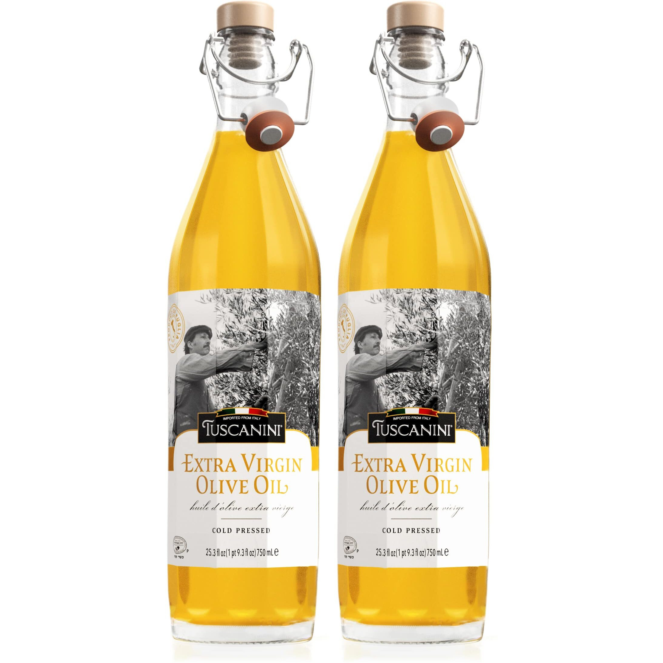 Tuscanini Italian Extra Virgin Cold Pressed Olive Oil, 25.3Oz (2 Pack) Ultra-Premium Unfiltered | Non Gmo | For Salads, Dipping Oils, Cooking & Marinades | Kosher (Including Padssover)