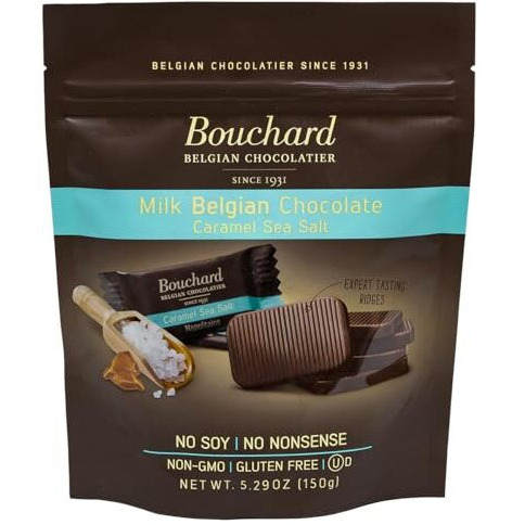 Bouchard Belgian Milk Chocolate With Caramel & Sea Salt (5.29 Oz / 150G)