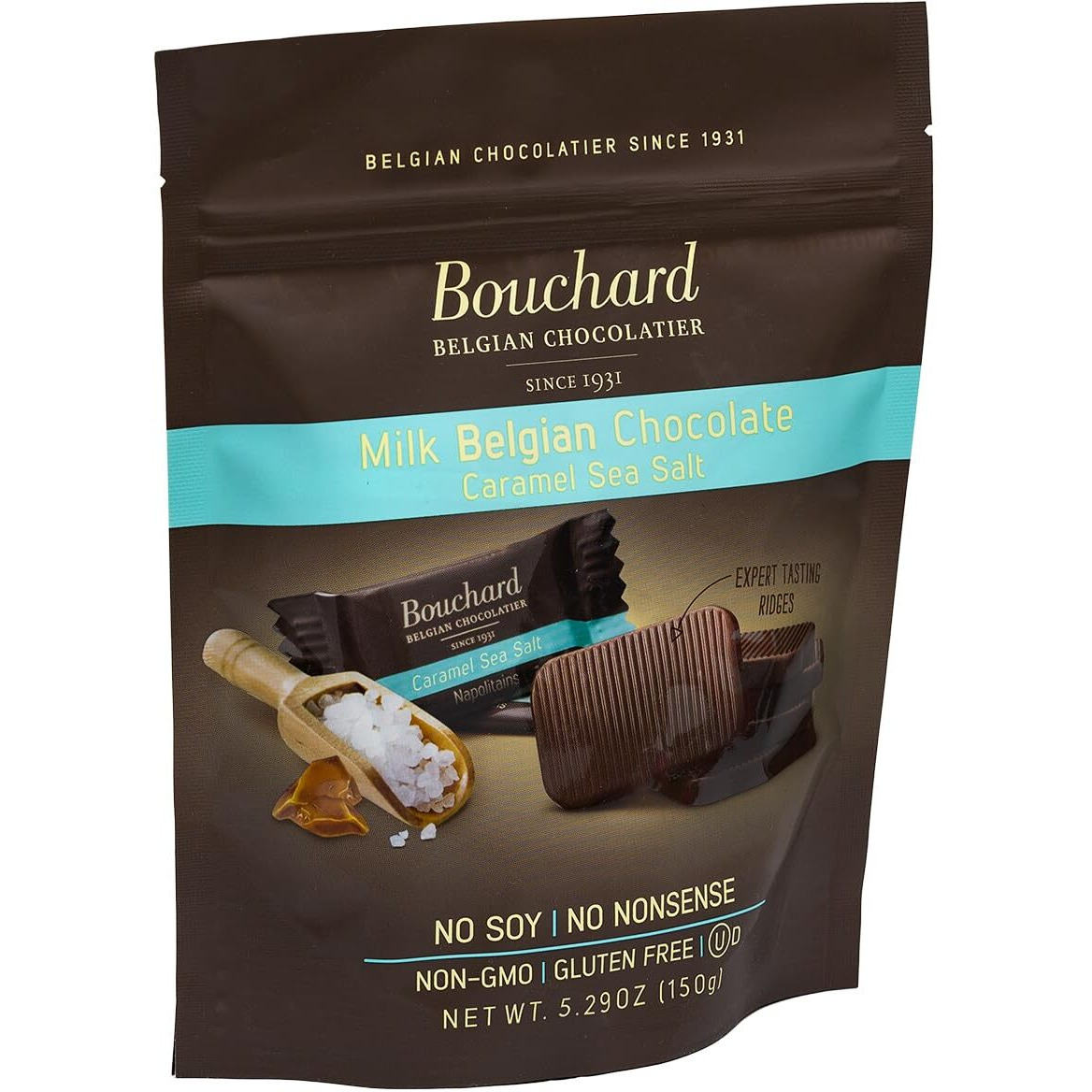 Bouchard Belgian Milk Chocolate With Caramel & Sea Salt (5.29 Oz / 150G)