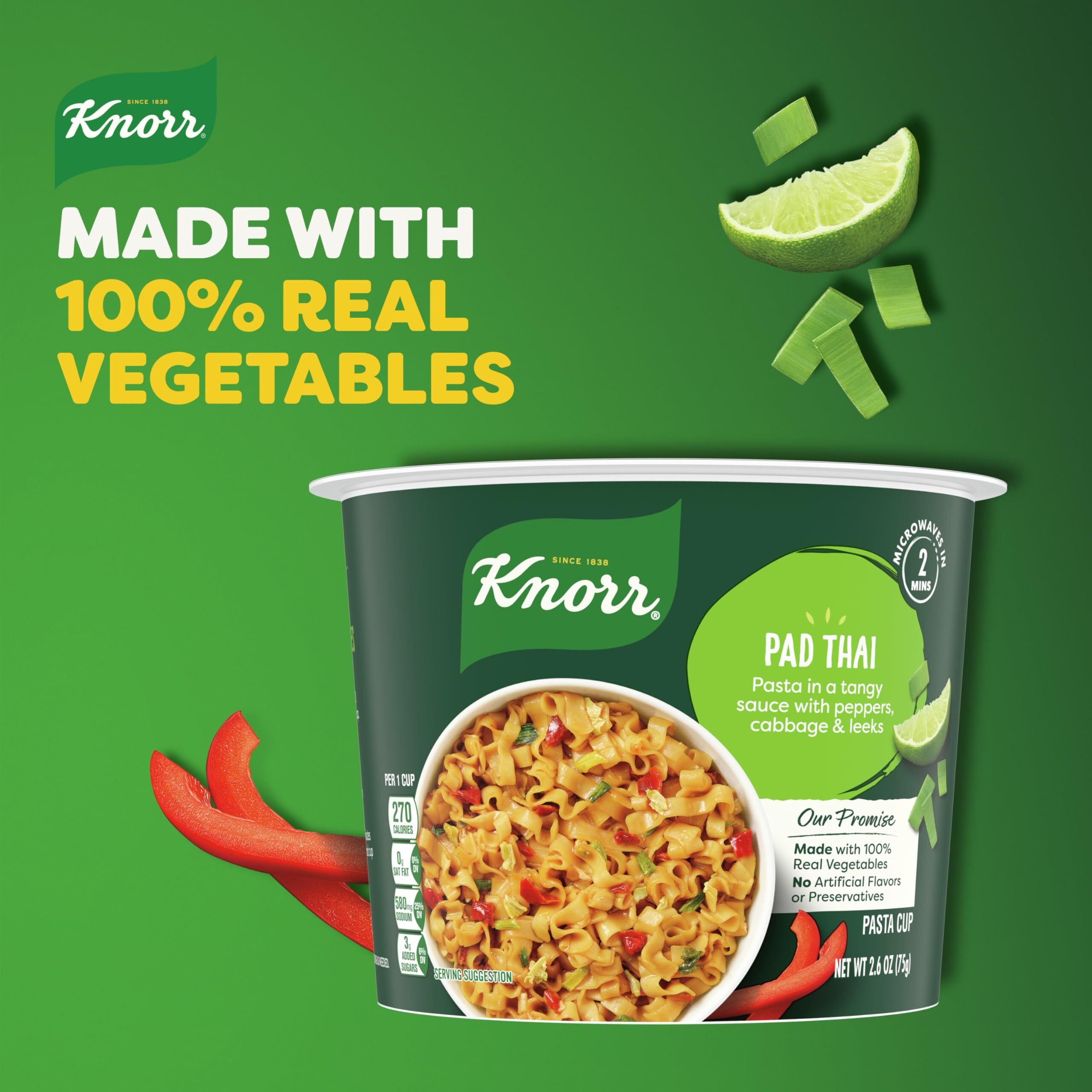 Knorr Pasta Cup 8 Count Pad Thai For A Quick And Easy Meal Made With 100% Real Vegetables & No Artificial Flavors Or Preservatives, 2.6 Oz