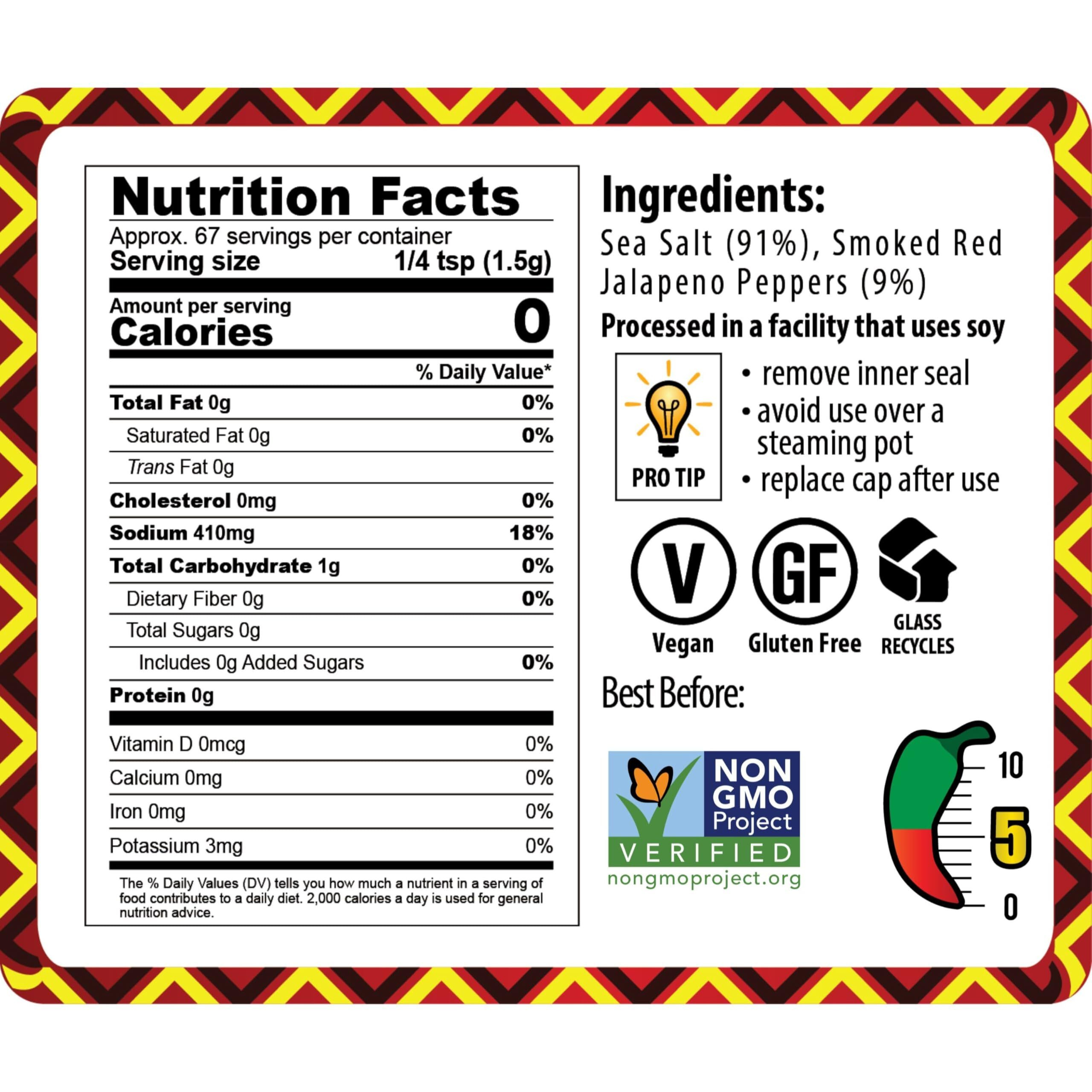 Smoked Chipotle Spicy Salt Seasoning By African Dream Foods | Spicy Chili Salt With Natural African Jalapeno Peppers, Sea Salt | Ideal For Meat, Chicken, Seafood | Reusable Grinder, 3.5 Oz
