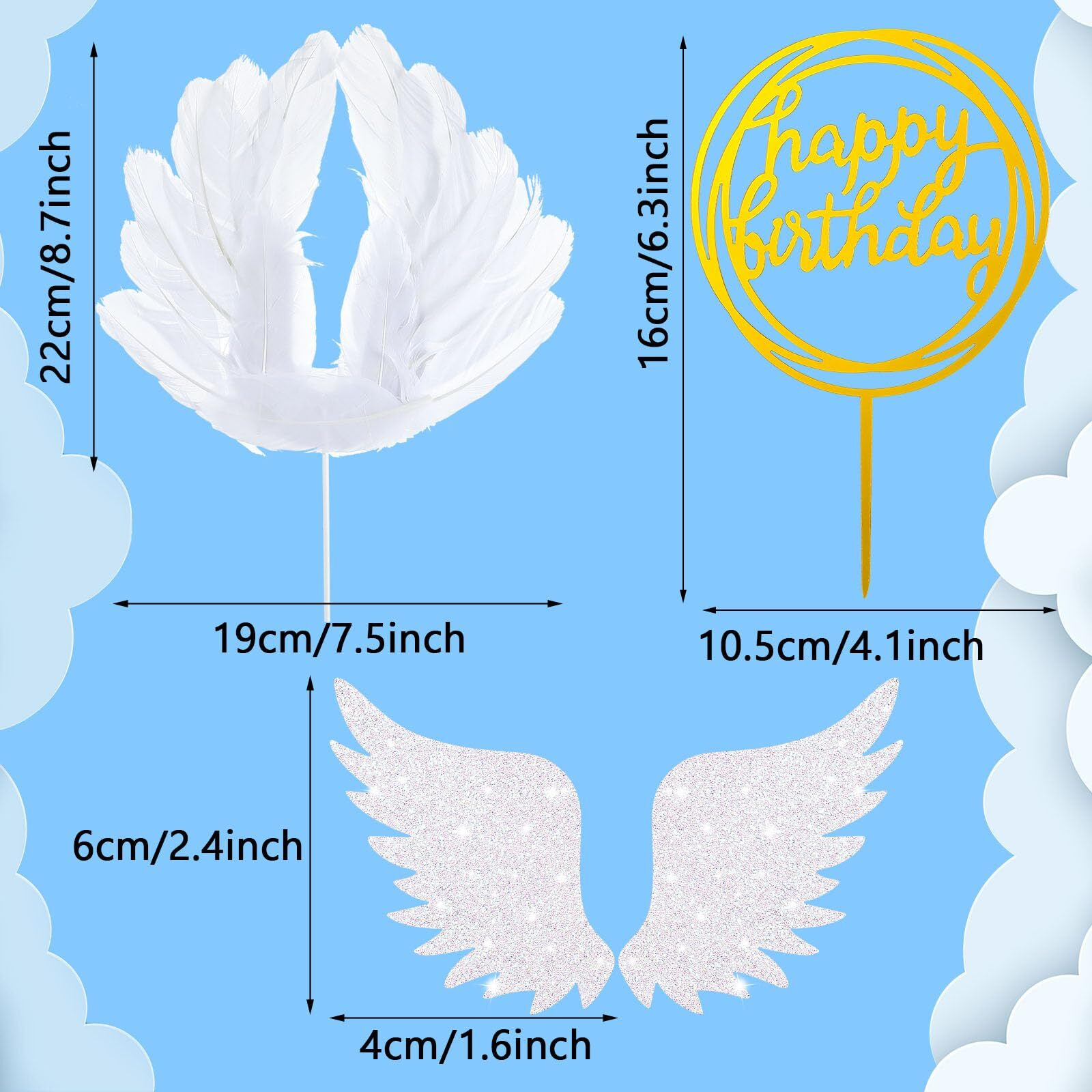 Chunful 51 Pieces Angel Cake Topper White Angel Cupcake Toppers Baby Angel Cake Topper Wafer Cupcake Toppers Cake Decoration For Anniversary Birthday Party Wedding Baby Shower