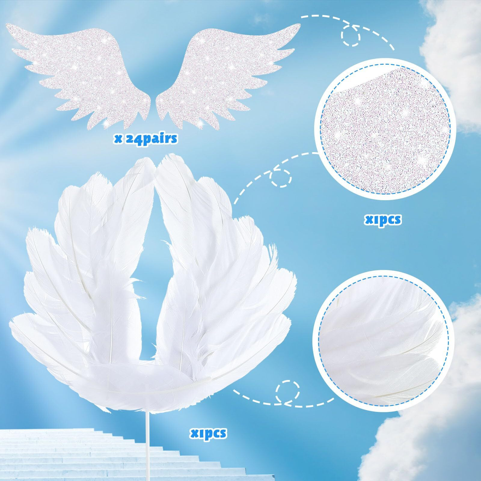 Chunful 51 Pieces Angel Cake Topper White Angel Cupcake Toppers Baby Angel Cake Topper Wafer Cupcake Toppers Cake Decoration For Anniversary Birthday Party Wedding Baby Shower