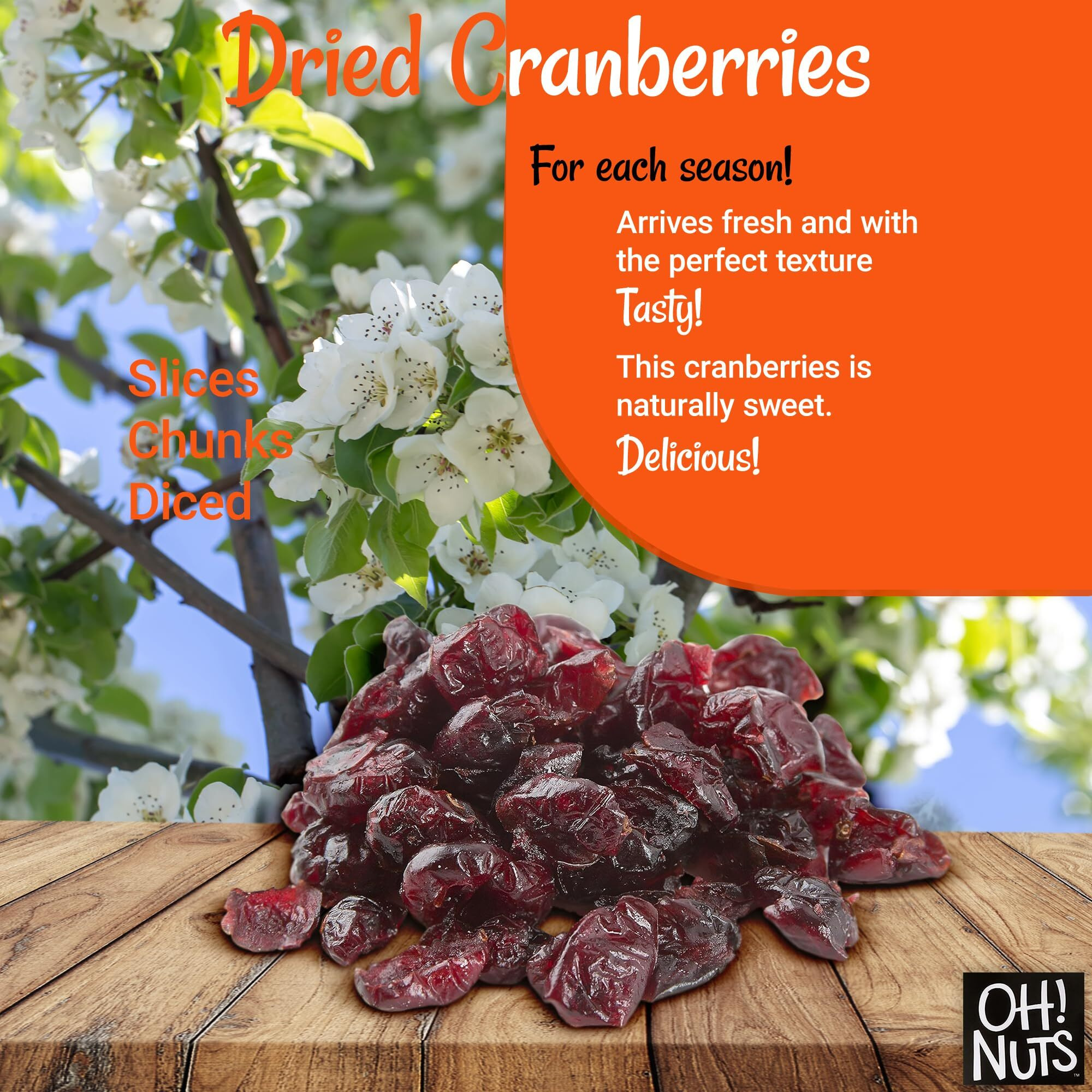 Dried Cranberries | 2 Lb - Sweetened Dried Fruit | Packed In New York Zip-Seal Bag For Exceptional Freshness By Oh Nuts