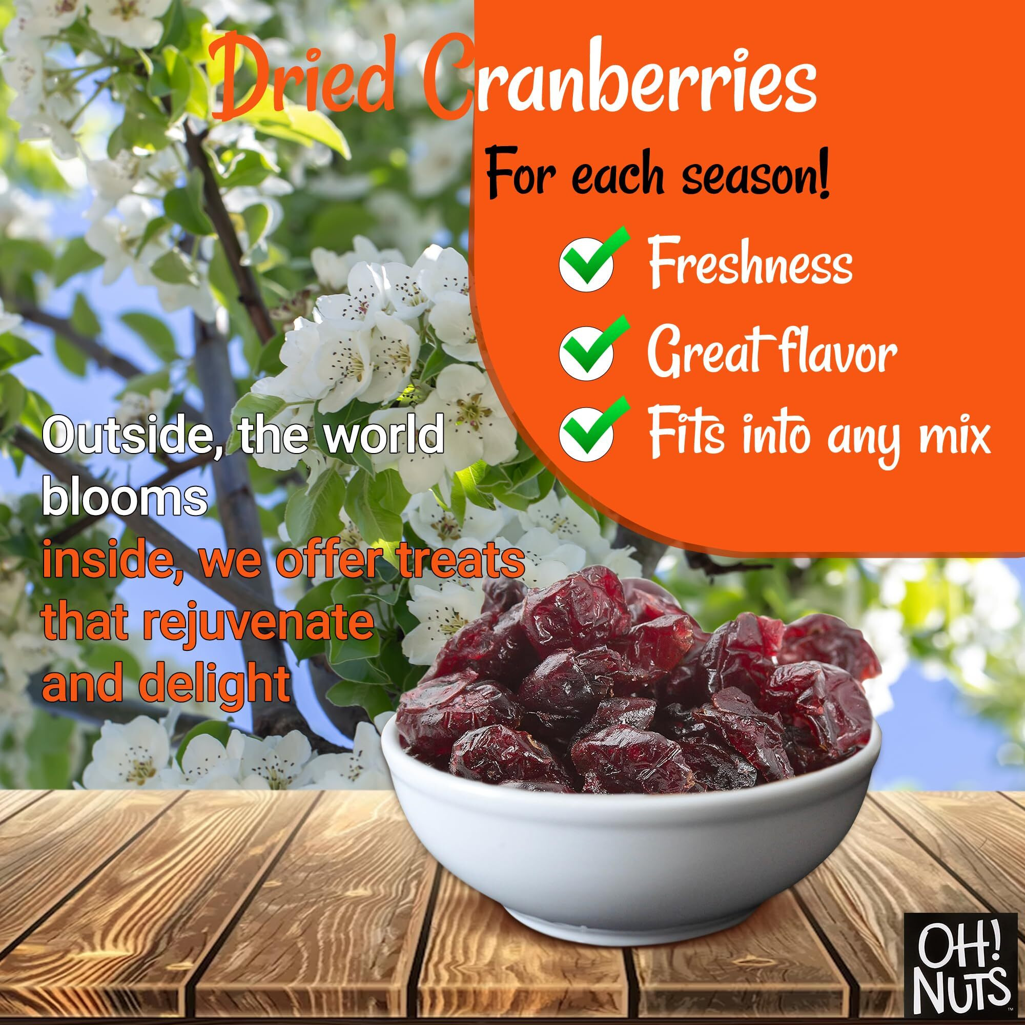 Dried Cranberries | 2 Lb - Sweetened Dried Fruit | Packed In New York Zip-Seal Bag For Exceptional Freshness By Oh Nuts