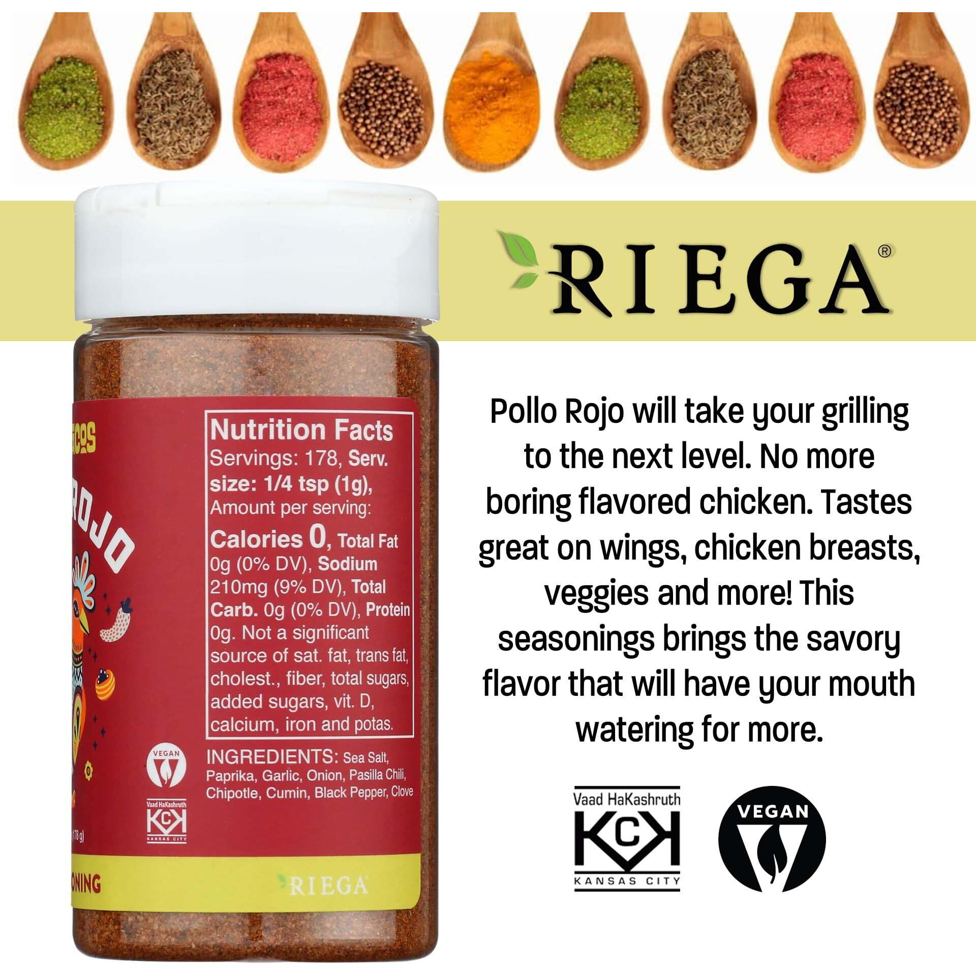Riega Street Taco Grill Seasoning, Pollo Rojo, 6.25 Oz (Pack Of 1)