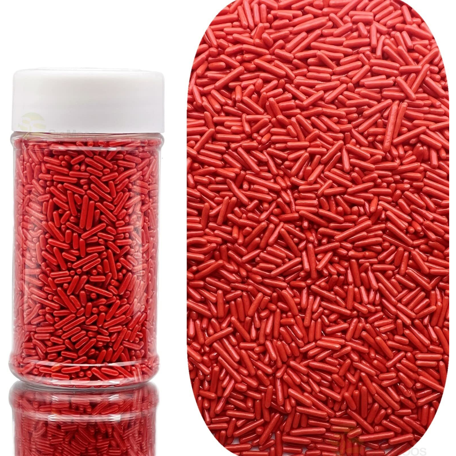 Se Si&Moos Red Jimmies Sprinkles Soft Jimmies Soft Sprinkles Edible Red Sprinkles For Cake Decorating, Ice Cream Toppings & Baking 2.75 Oz