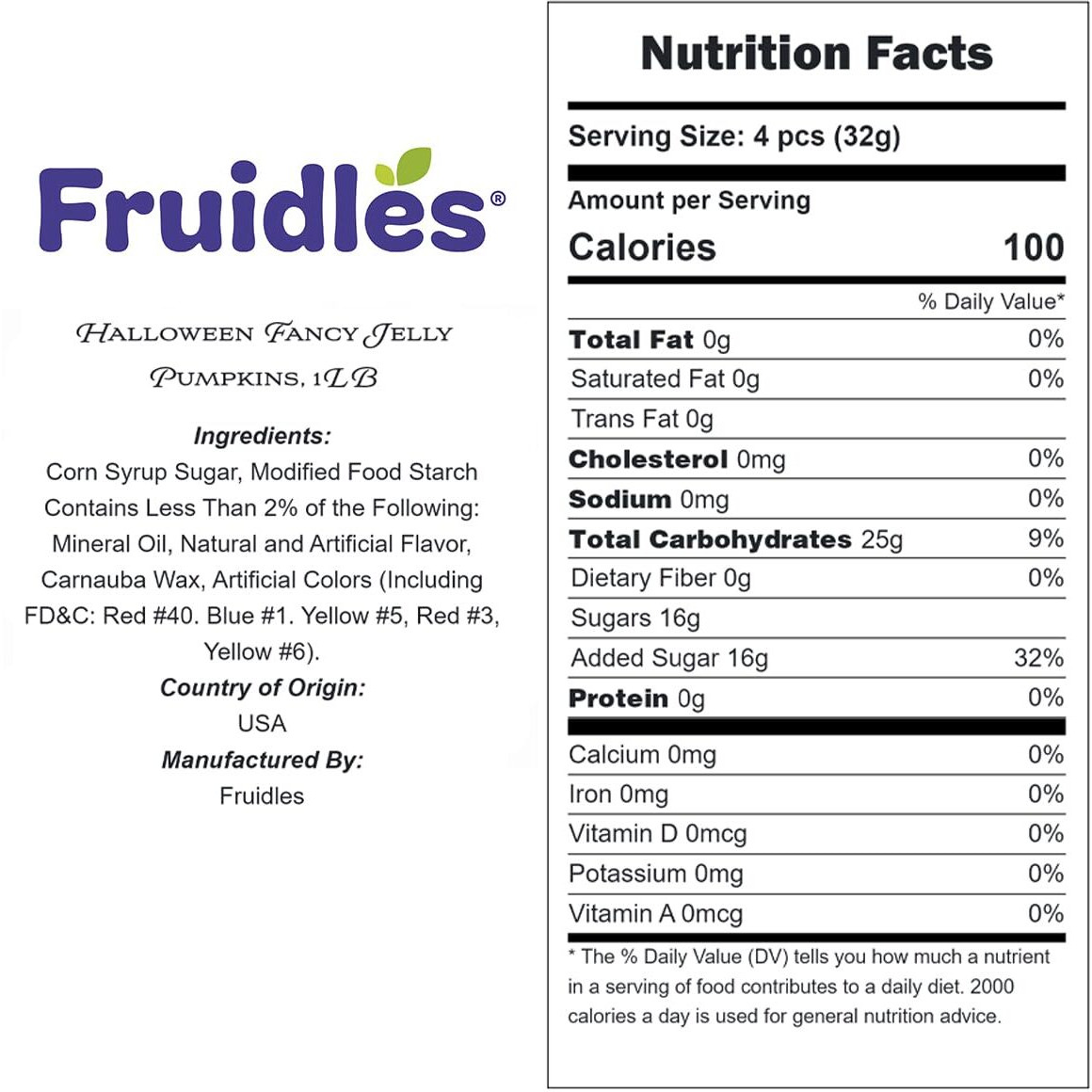 Fruidles Halloween Fancy Jelly Pumpkins, Delicious Gummy Candy, Gluten-Free, Fun And Festive Holiday Snacking, Party Favor (Half-Pound)