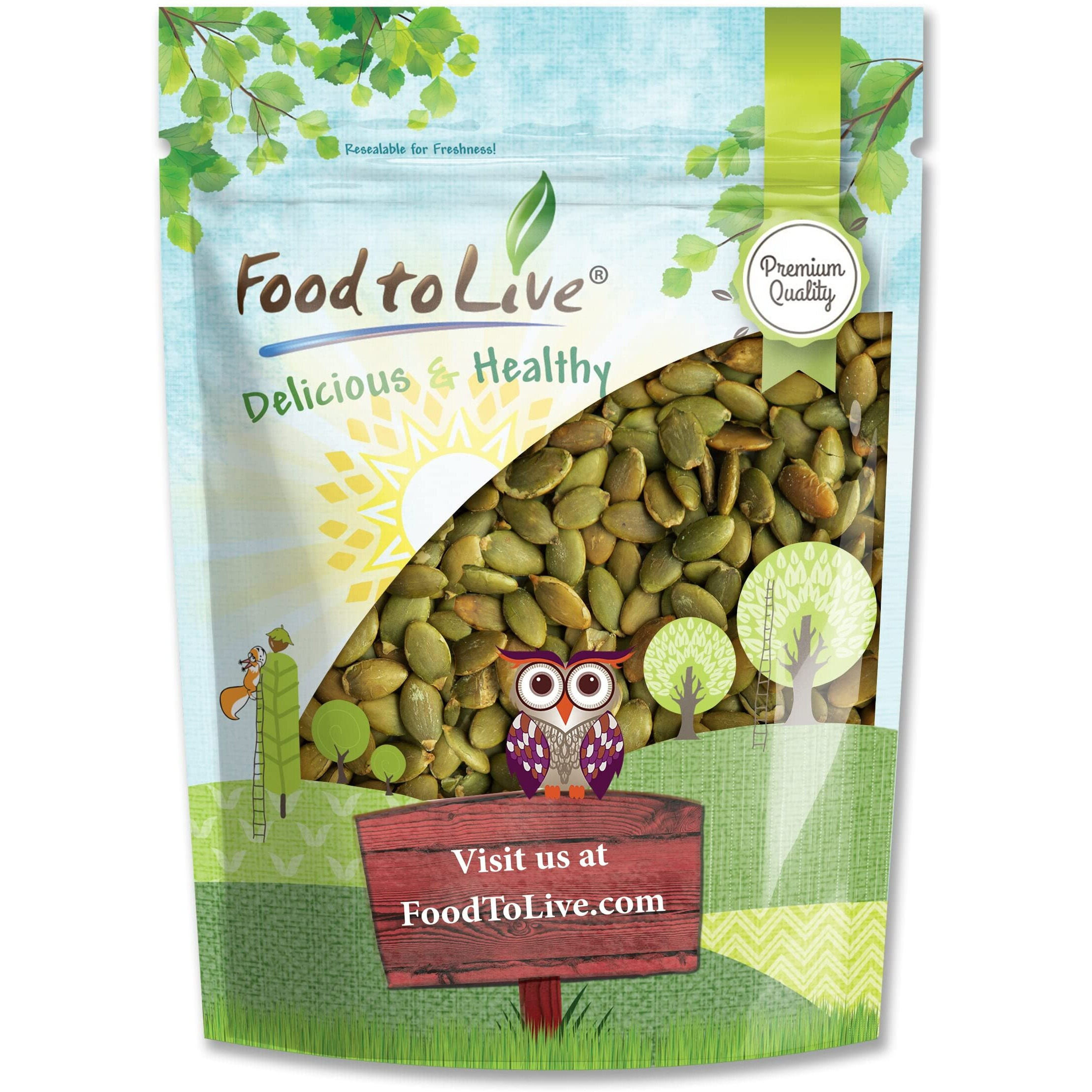 Food To Live Dry Roasted Pumpkin Seed Kernels, 1 Pound Unsalted, Oven Roasted Whole Pepitas, No Oil Added, Shelled, Vegan, Kosher, Keto-Friendly. Low In Carbs. High In Protein. Great For Snacking