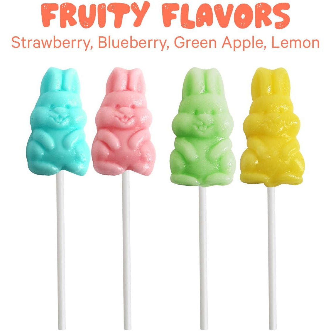 Easter Bunny Lollipops In Bulk For School And Party Favor Bag Fillers And Great For Kids Easter Basket Stuffers - Bulk Easter Candy Individually Wrapped Lollipops In Assorted Flavors, 16 Pack