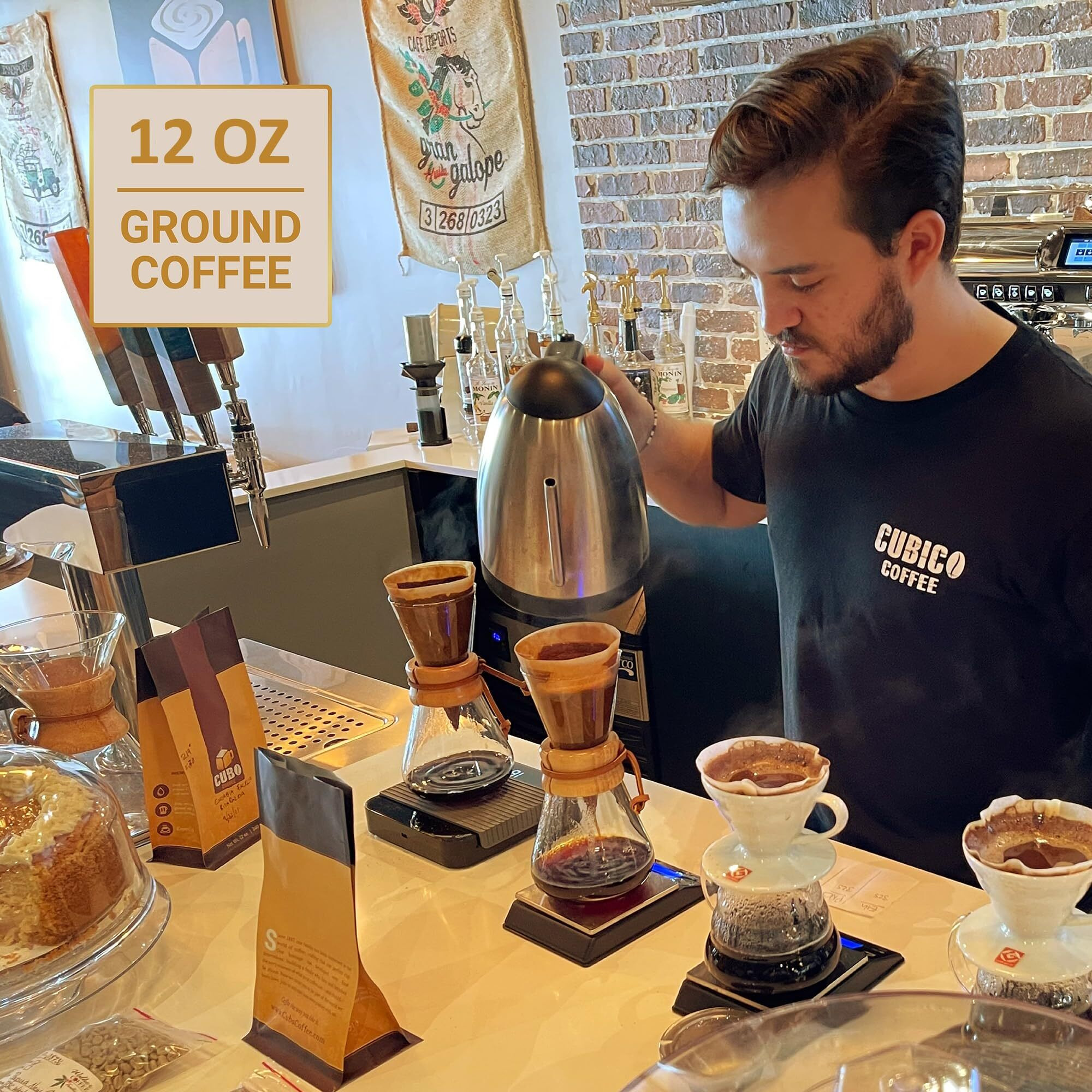 Ethiopian Yirgacheffe Coffee, Ground Coffee, Premium Ethiopia Yirgacheffe Single Origin Fresh Roasted Ground Coffee | Cubico Coffee | 12 Ounce Bag