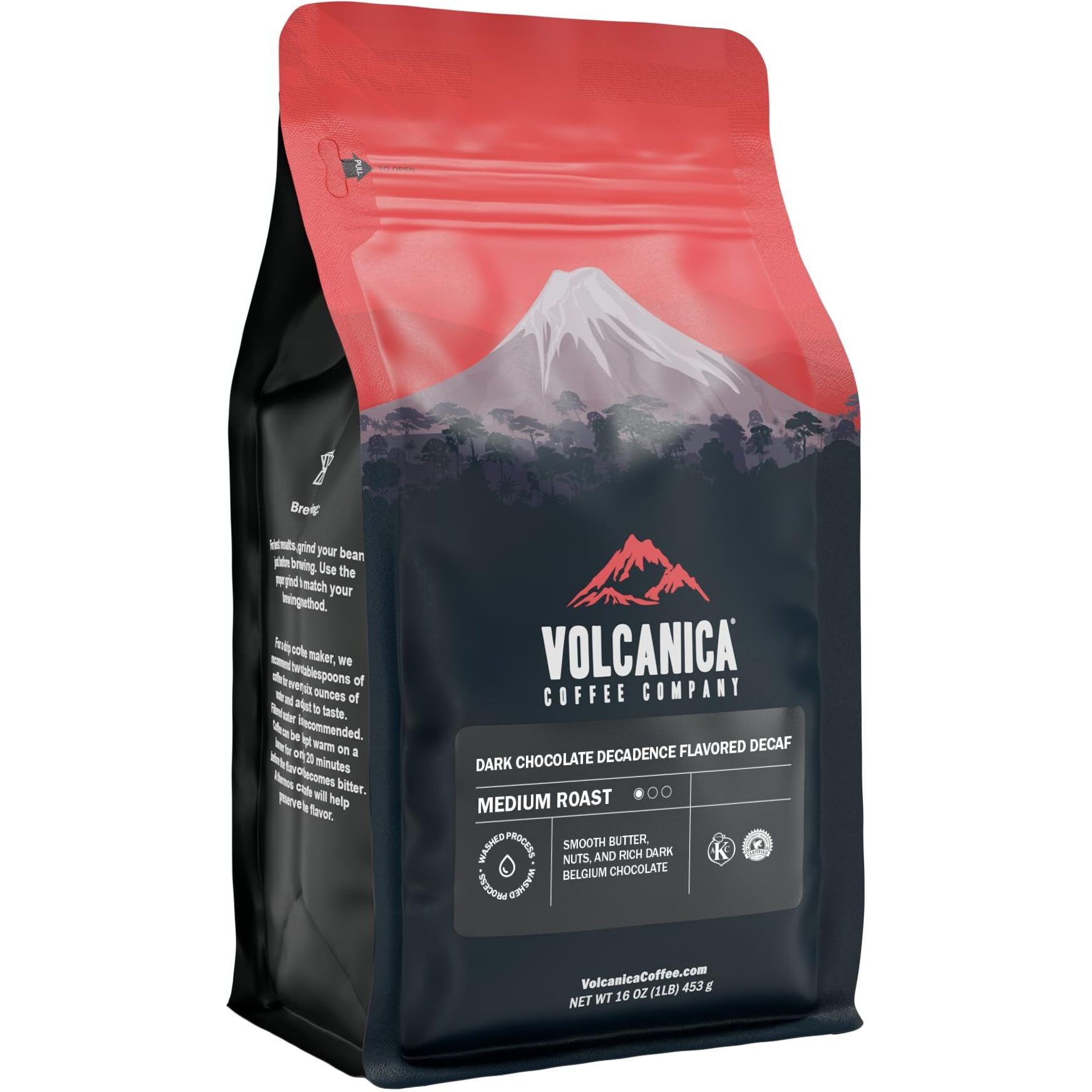 Dark Chocolate Decadence Decaf Flavored Coffee, Whole Bean, Fresh Roasted, 16-Ounce