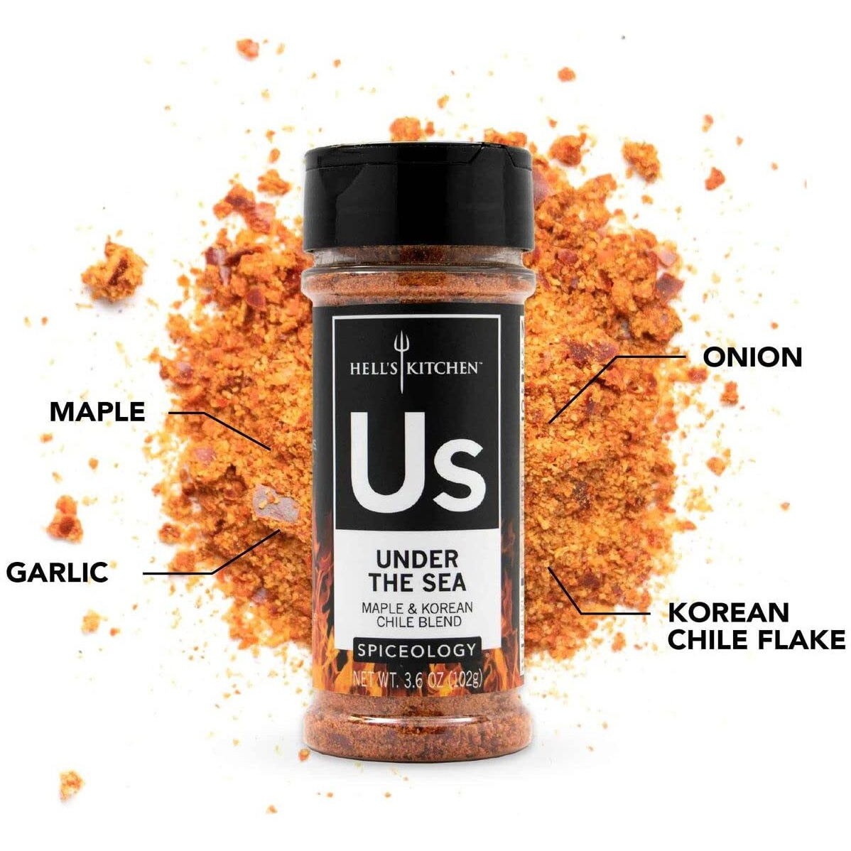 Spiceology & Hell's Kitchen - Under The Sea - Maple And Korean Chile Spice Blend - Sweet And Spicy Seasfood Seasoning - 3.6 Oz