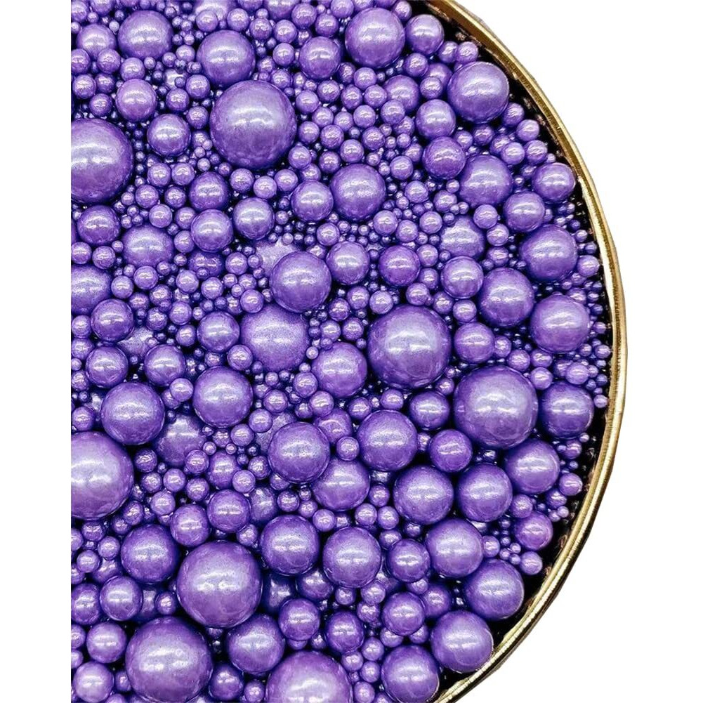 Purple Pearl Sprinkles,Cake Sprinkles,Cookie Sprinkles,Sugar Pearl, Edible Candy Pearls 130G 4.6Oz For Cake Cupcake Decorationg Mix 5 Size (Purple)