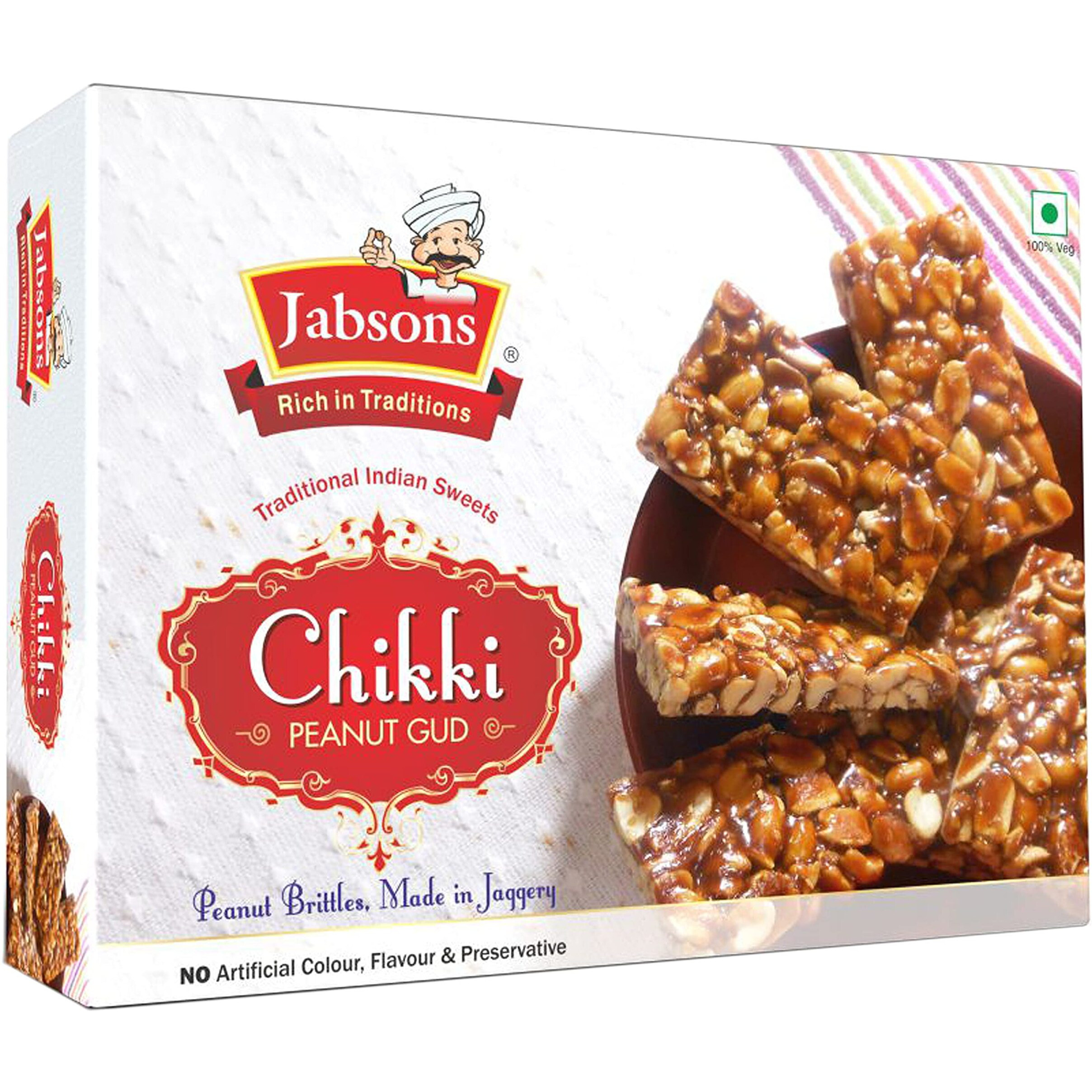 Jabsons - 5 Assorted Traditional Sweet Combo (Chikki Til Gud, Agra Gud Gajak, Gud Kaju Roll, Gud Revdi, Chikki Peanut Gud), 400G Each